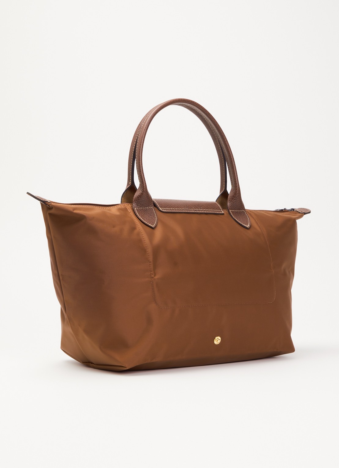 Longchamp Le Pliage Original handtas L met leren details - achterkant 7 cognac