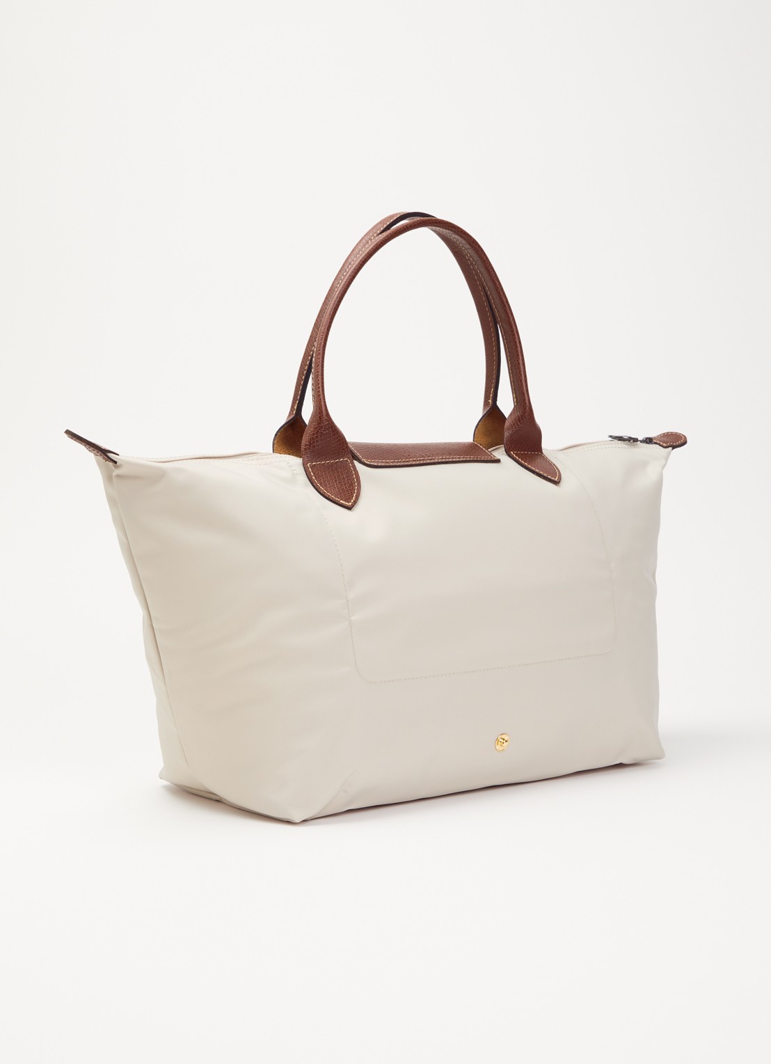 Longchamp Le Pliage Original handtas L met leren details - achterkant ivoor
