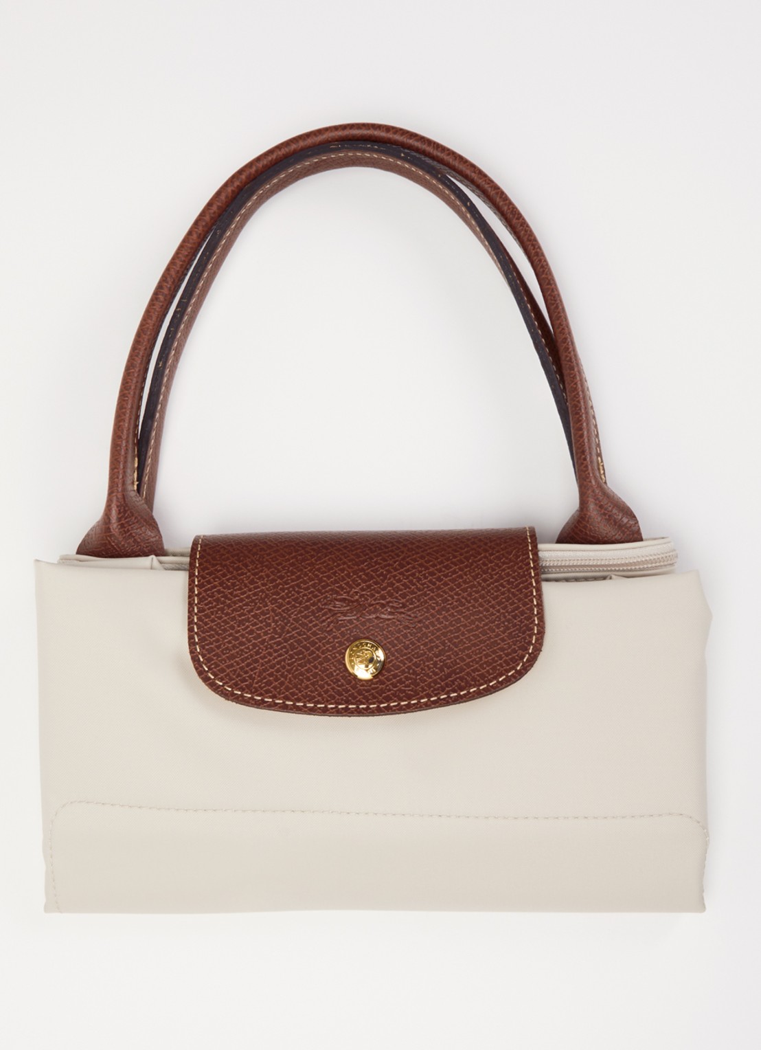 Longchamp Le Pliage Original handtas L met leren details - detail 4 ivoor