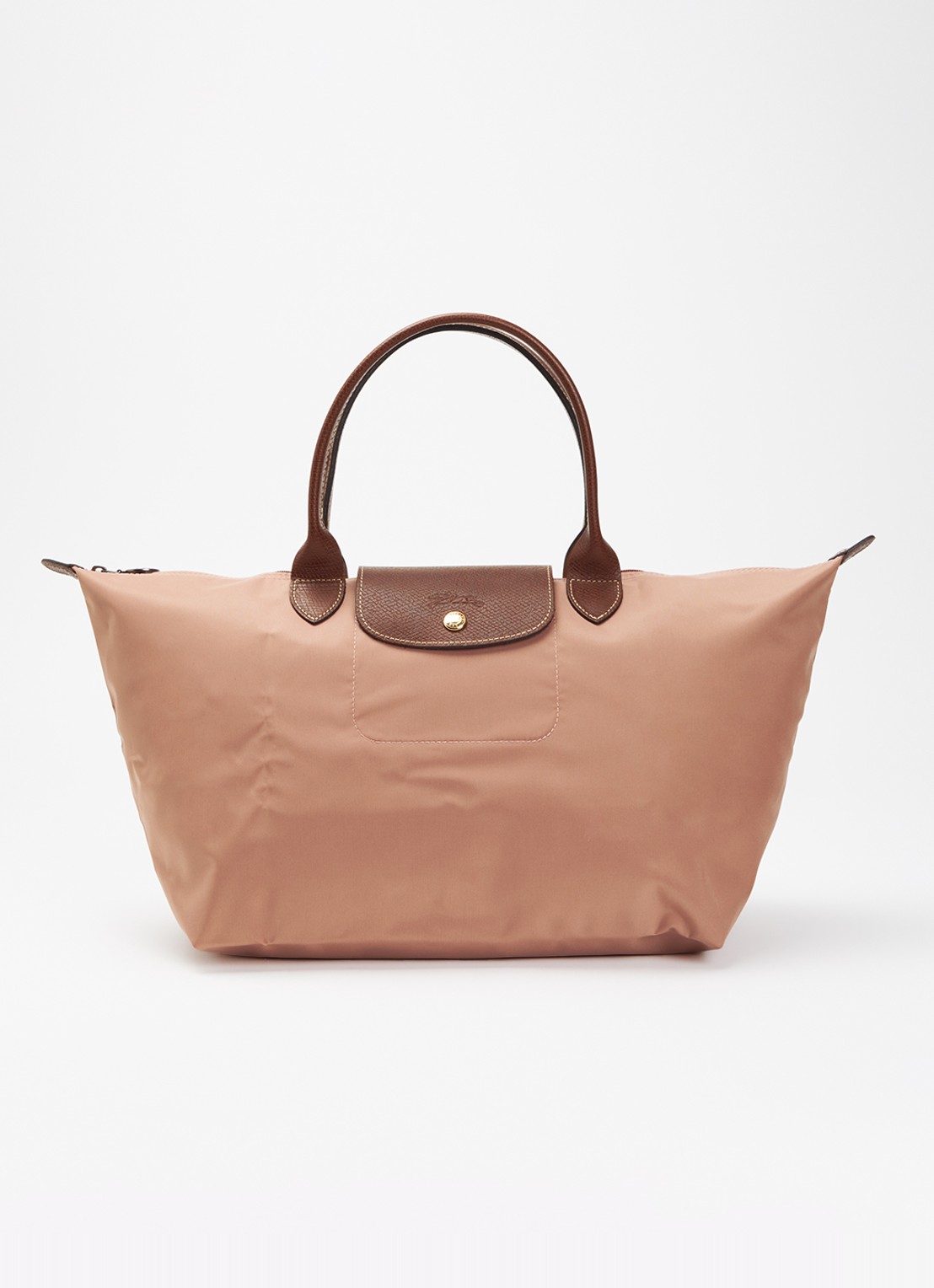 Longchamp Le Pliage Original handtas L met leren details - voorkant 6 oudroze