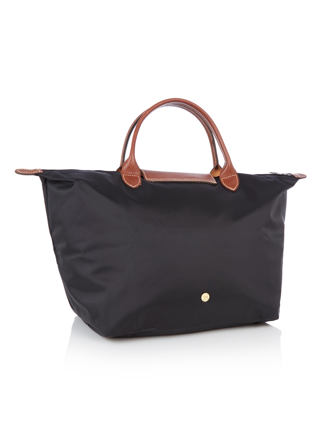Longchamp Le Pliage Original handtas M met leren details - detail 3 zwart
