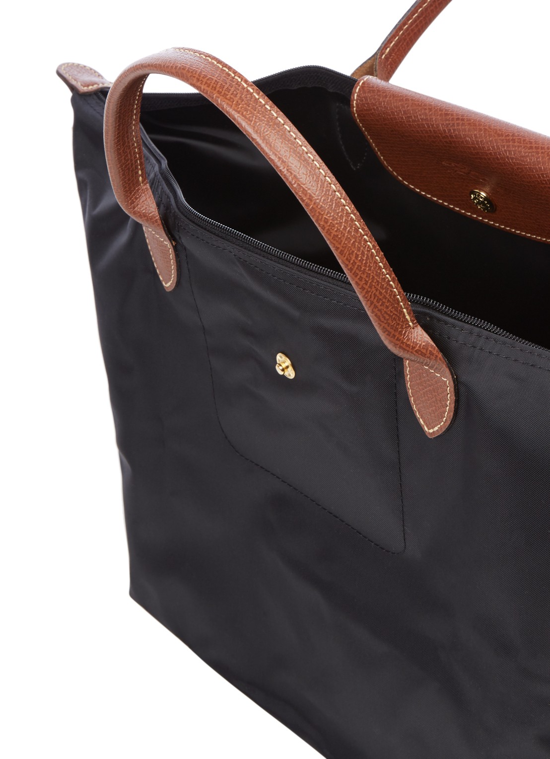 Longchamp Le Pliage Original handtas M met leren details - detail 4 zwart