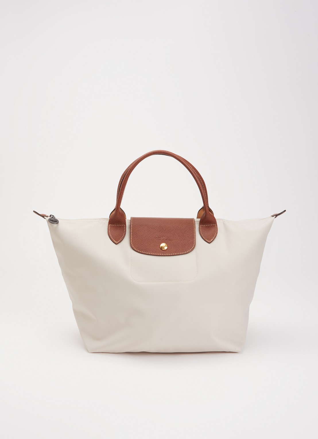 Longchamp Le Pliage Original handtas M met leren details - voorkant 5 creme