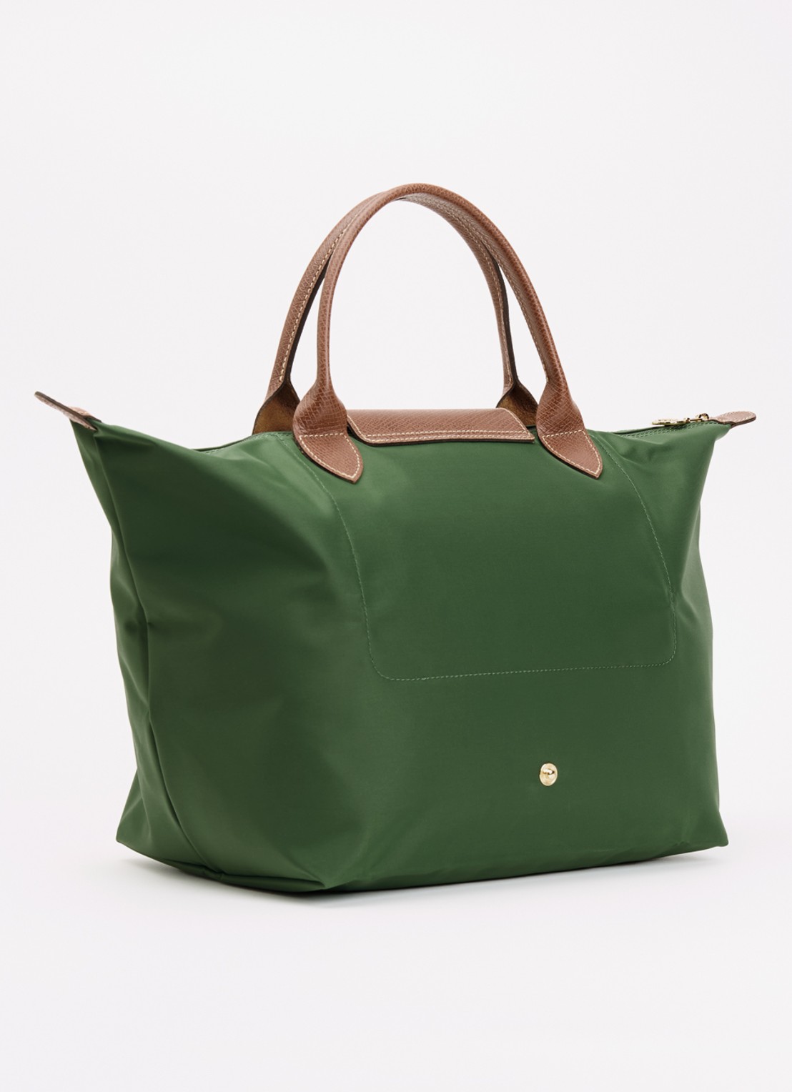 Longchamp Le Pliage Original handtas M met leren details - achterkant donkergroen