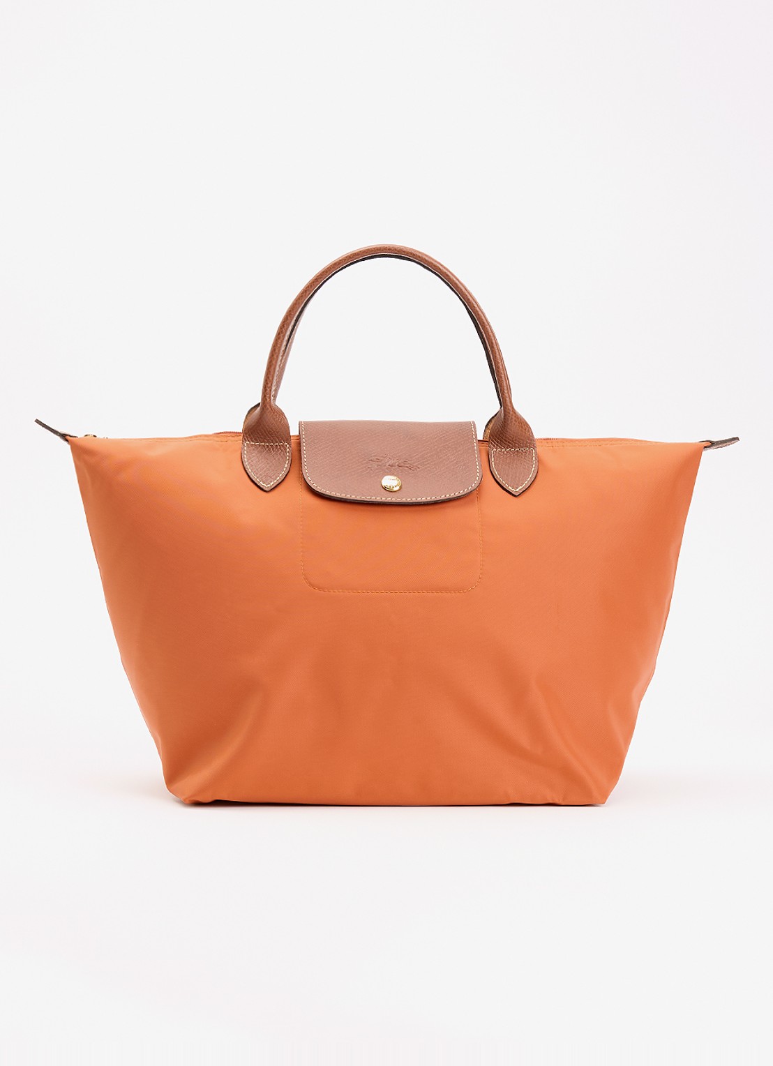 Longchamp Le Pliage Original handtas M met leren details - voorkant 5 oranjebruin