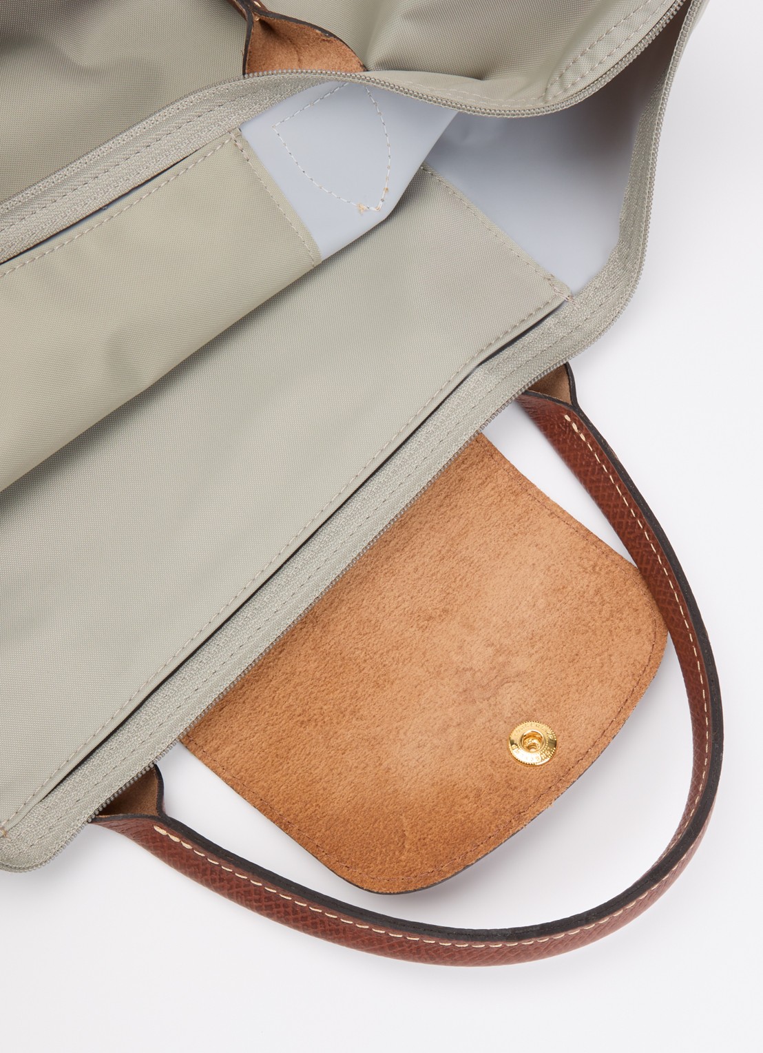 Longchamp Le Pliage Original handtas M met leren details - detail 4 donkergrijs