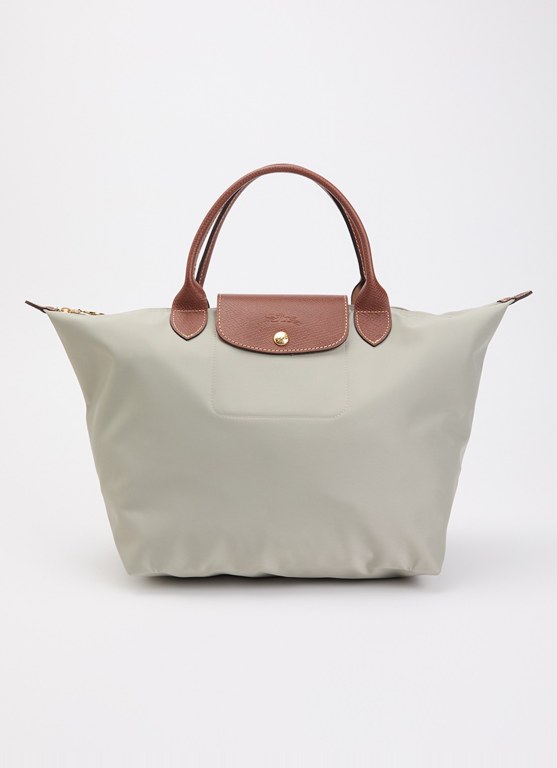 Longchamp Le Pliage Original handtas M met leren details - voorkant 2 donkergrijs