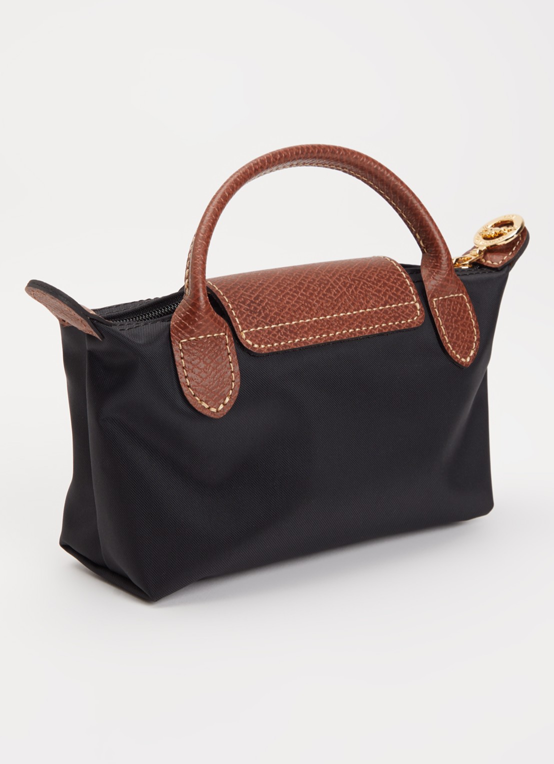 Longchamp Le Pliage Original handtas met leren details - achterkant 6 zwart