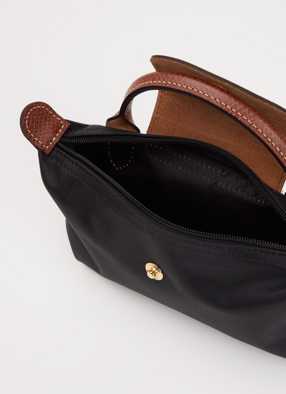 Longchamp Le Pliage Original handtas met leren details - detail zwart