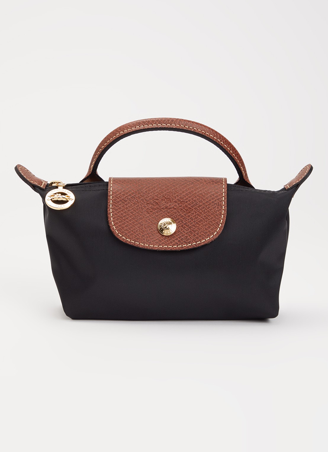 Longchamp Le Pliage Original handtas met leren details - voorkant 4 zwart