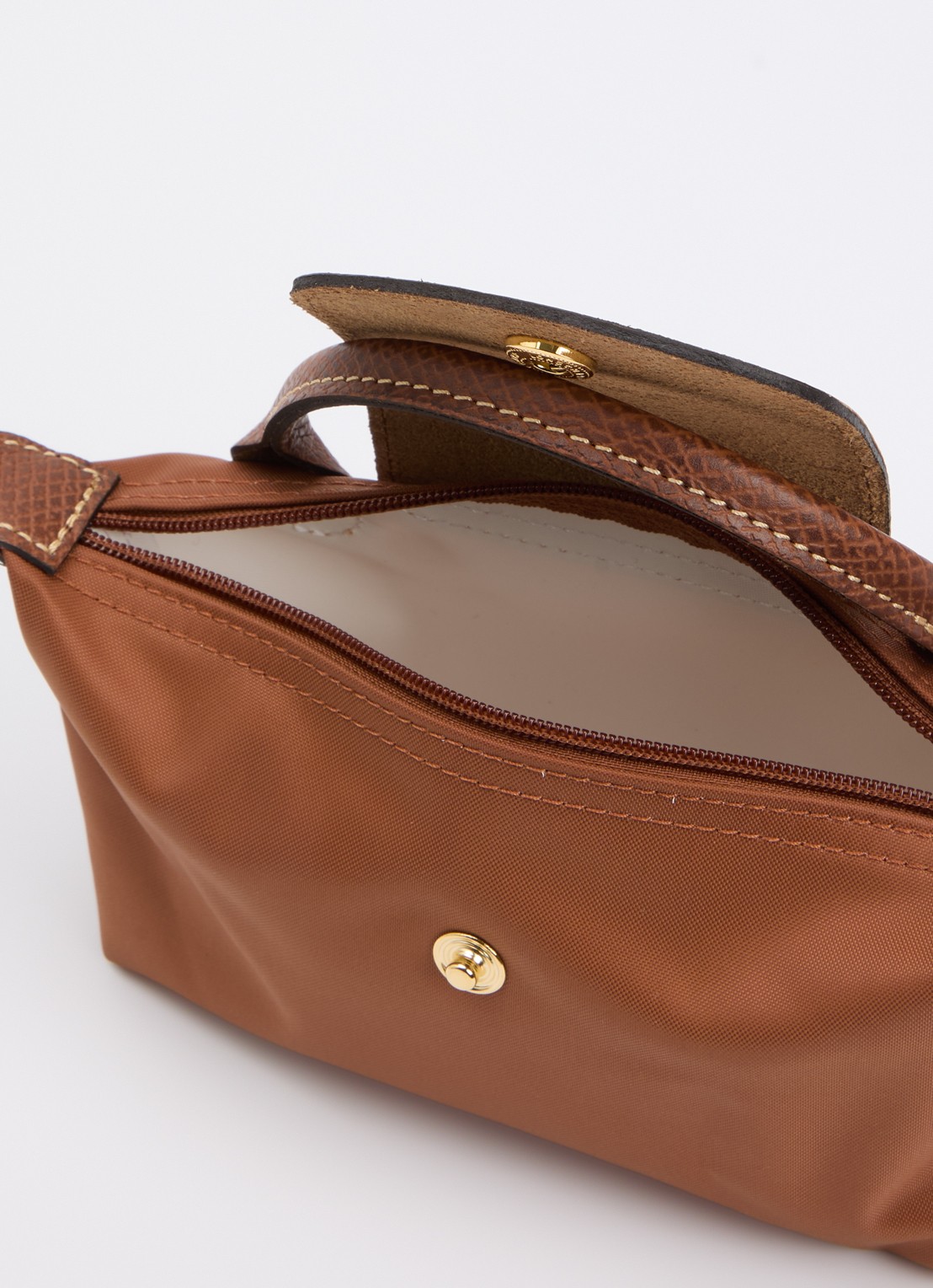 Longchamp Le Pliage Original handtas met leren details - detail 2 cognac