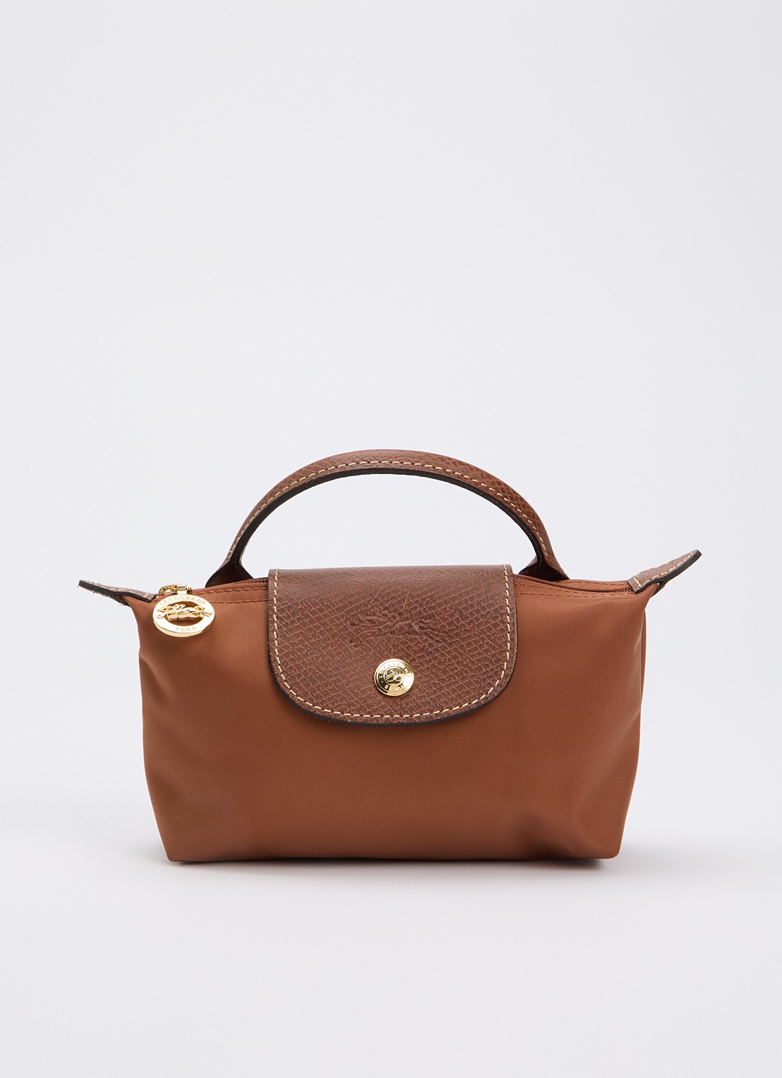 Longchamp Le Pliage Original handtas met leren details - voorkant 5 cognac