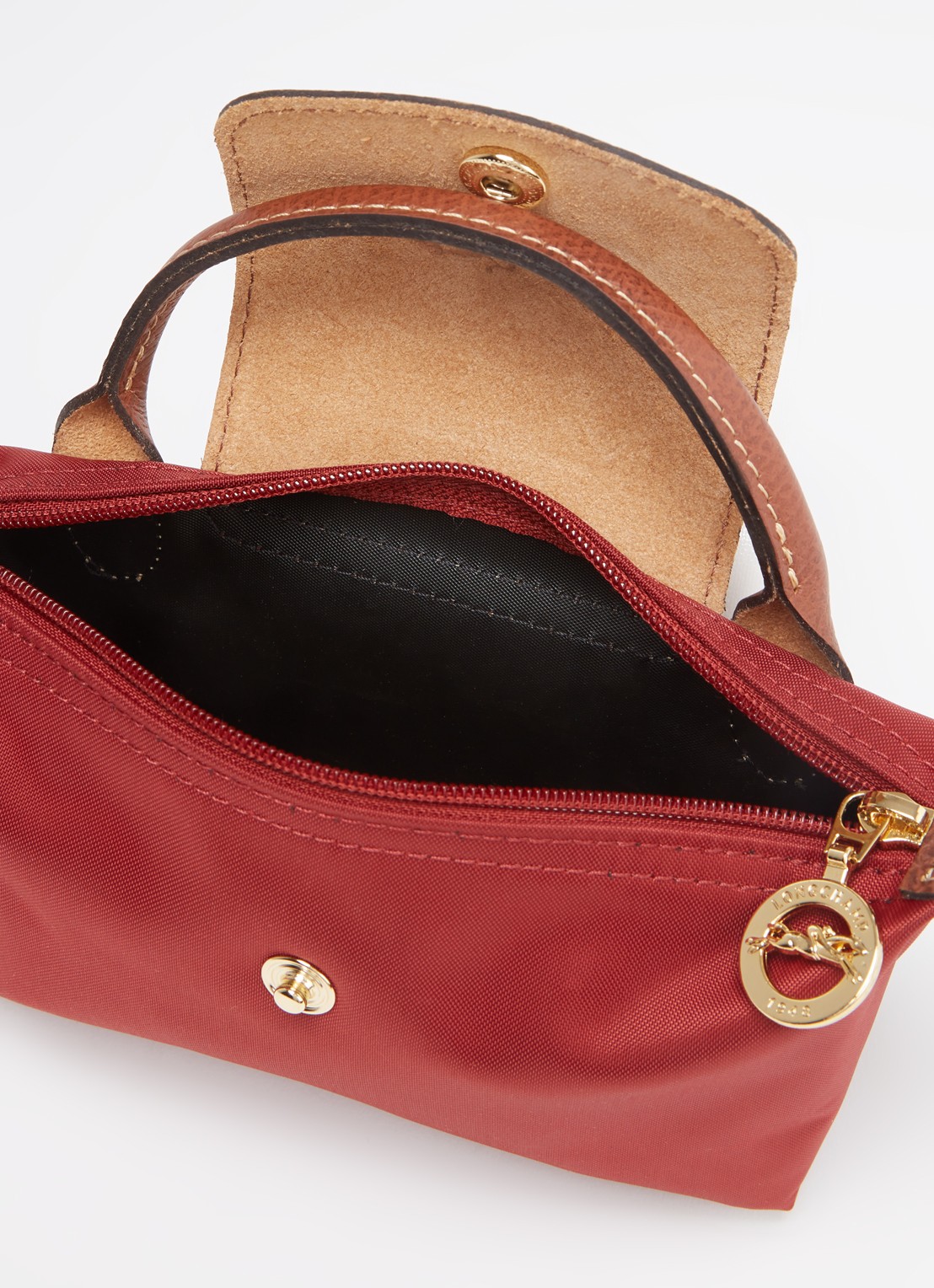 Longchamp Le Pliage Original handtas met leren details - detail bordeauxrood