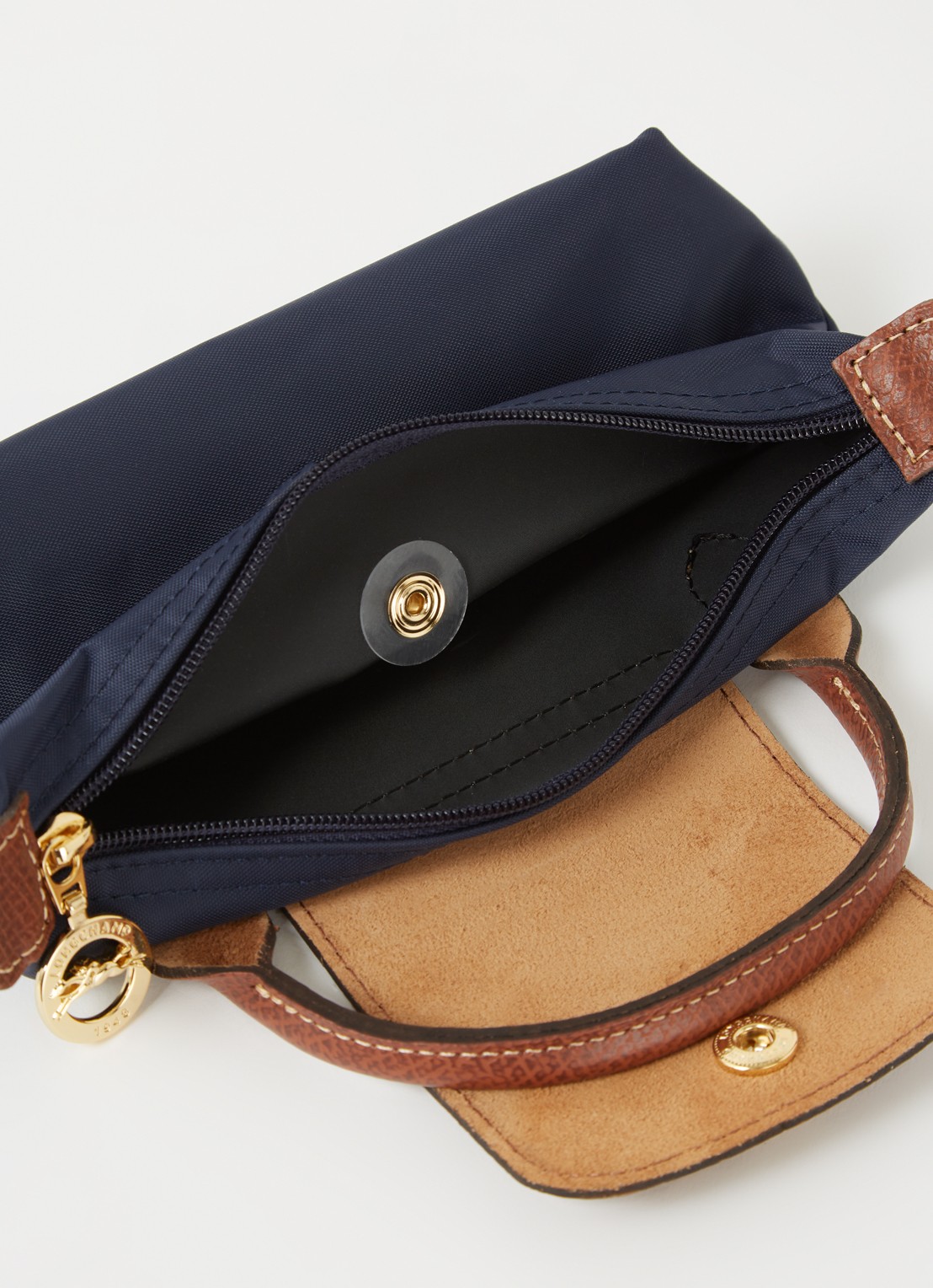 Longchamp Le Pliage Original handtas met leren details - detail blauw