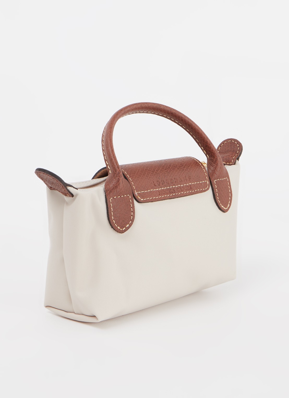 Longchamp Le Pliage Original handtas met leren details  - achterkant 5 creme