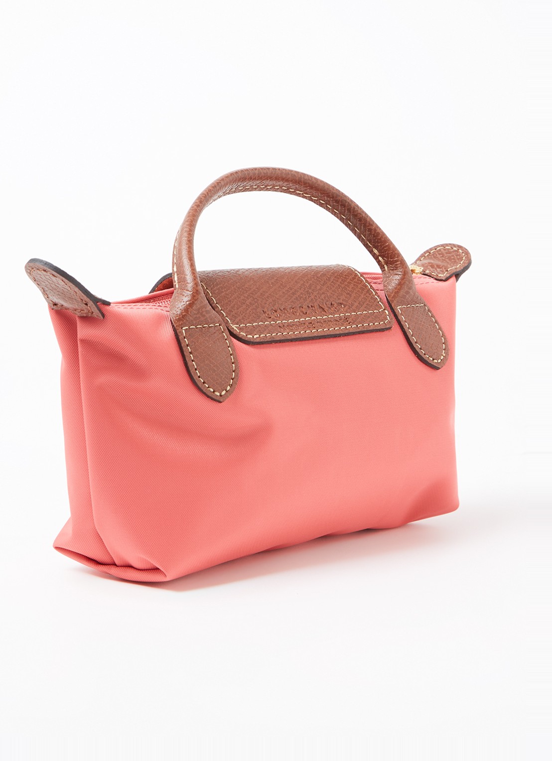 Longchamp Le Pliage Original handtas met leren details - achterkant 3 donkerroze