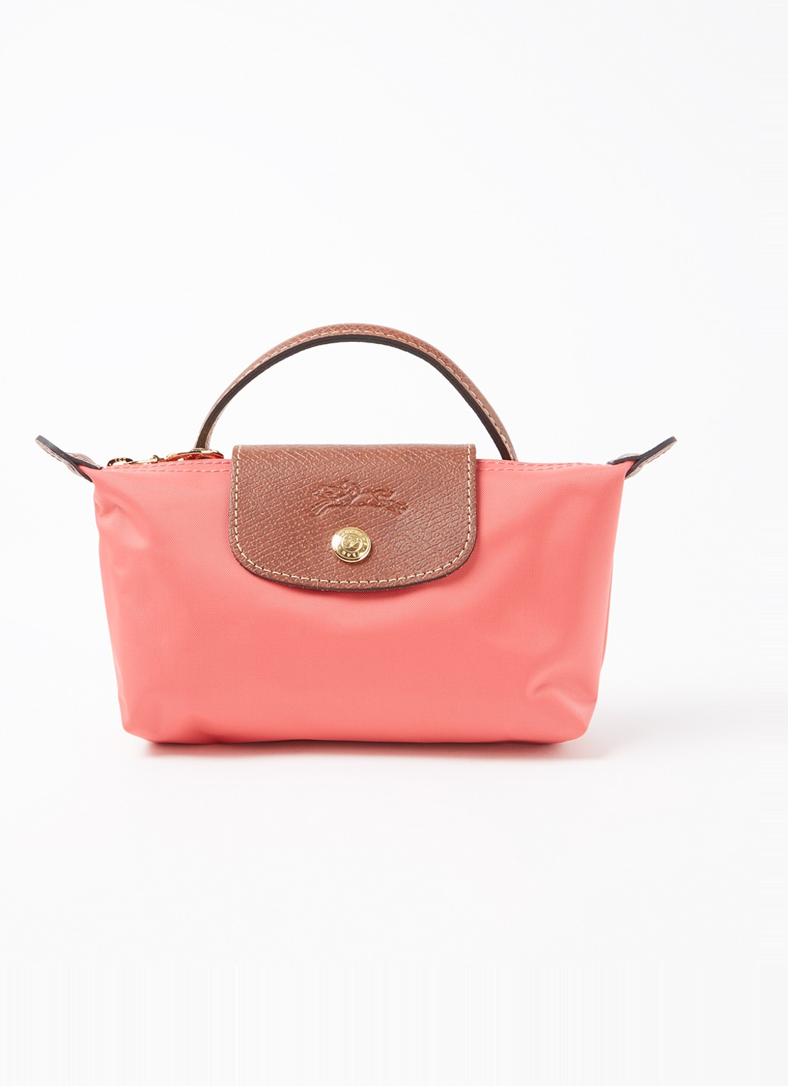 Longchamp Le Pliage Original handtas met leren details - voorkant 4 donkerroze