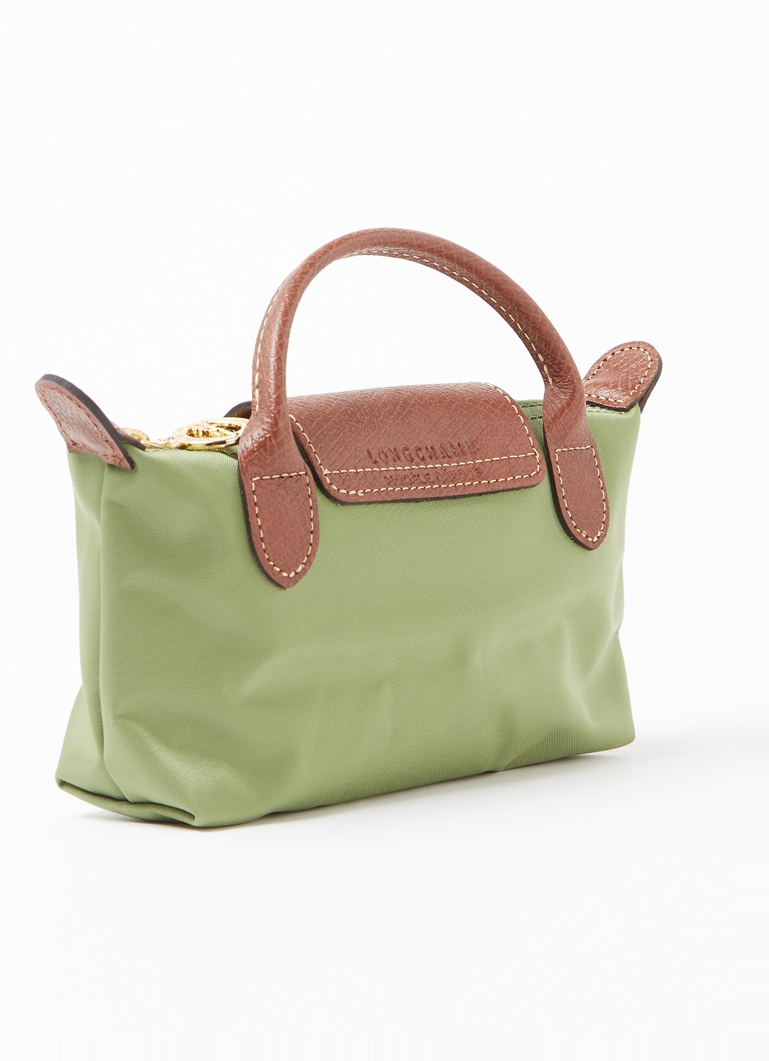 Longchamp Le Pliage Original handtas met leren details - achterkant groen