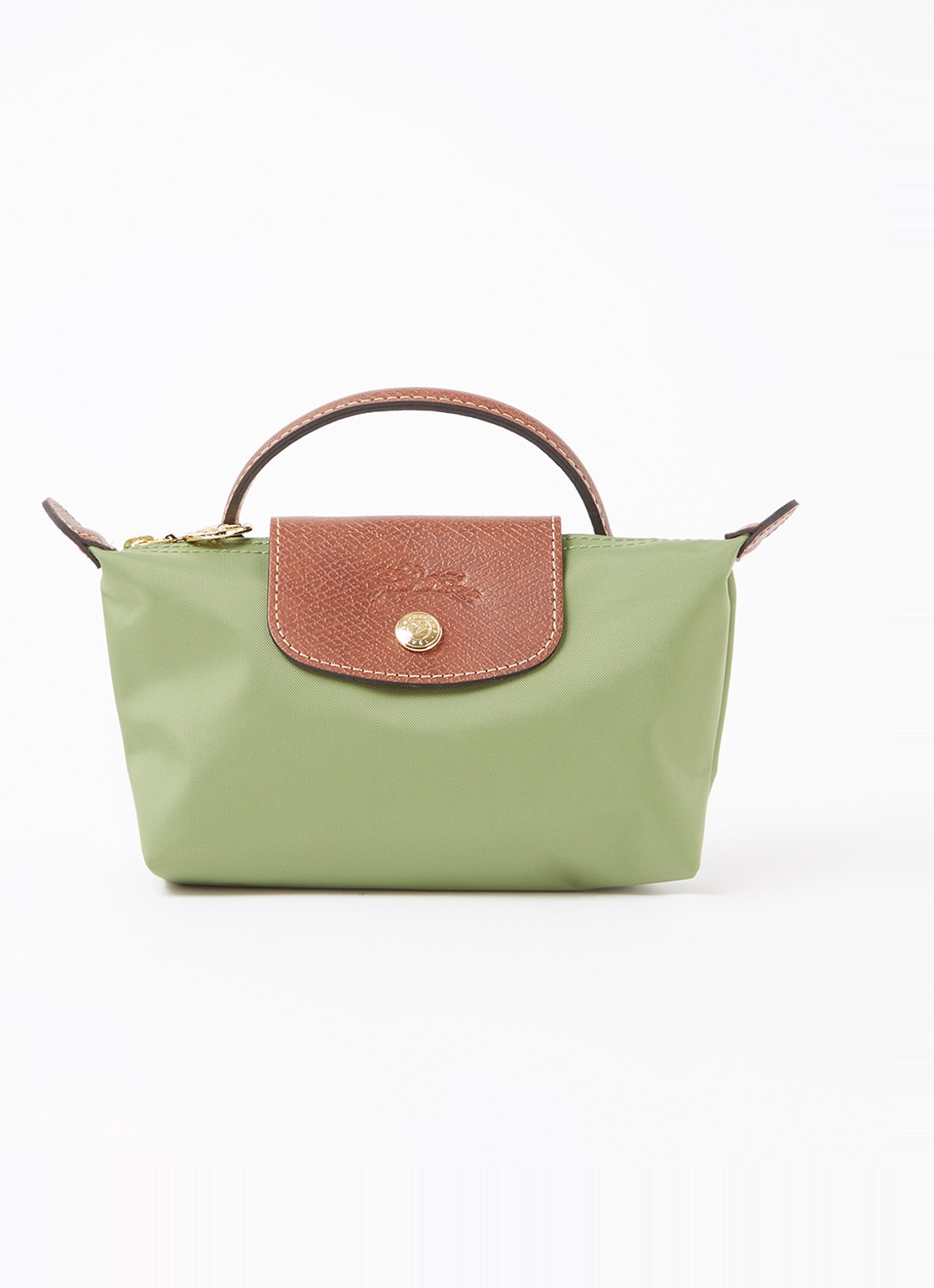 Longchamp Le Pliage Original handtas met leren details - voorkant 2 groen