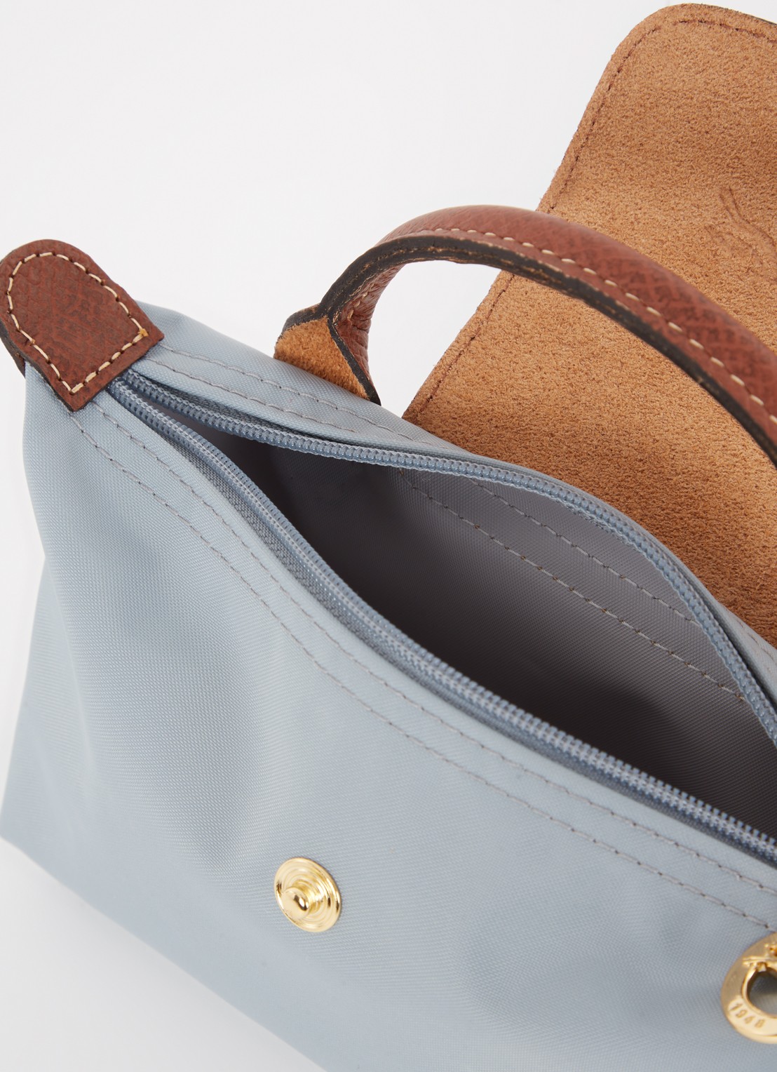Longchamp Le Pliage Original handtas met leren details - detail 2 grijsmele