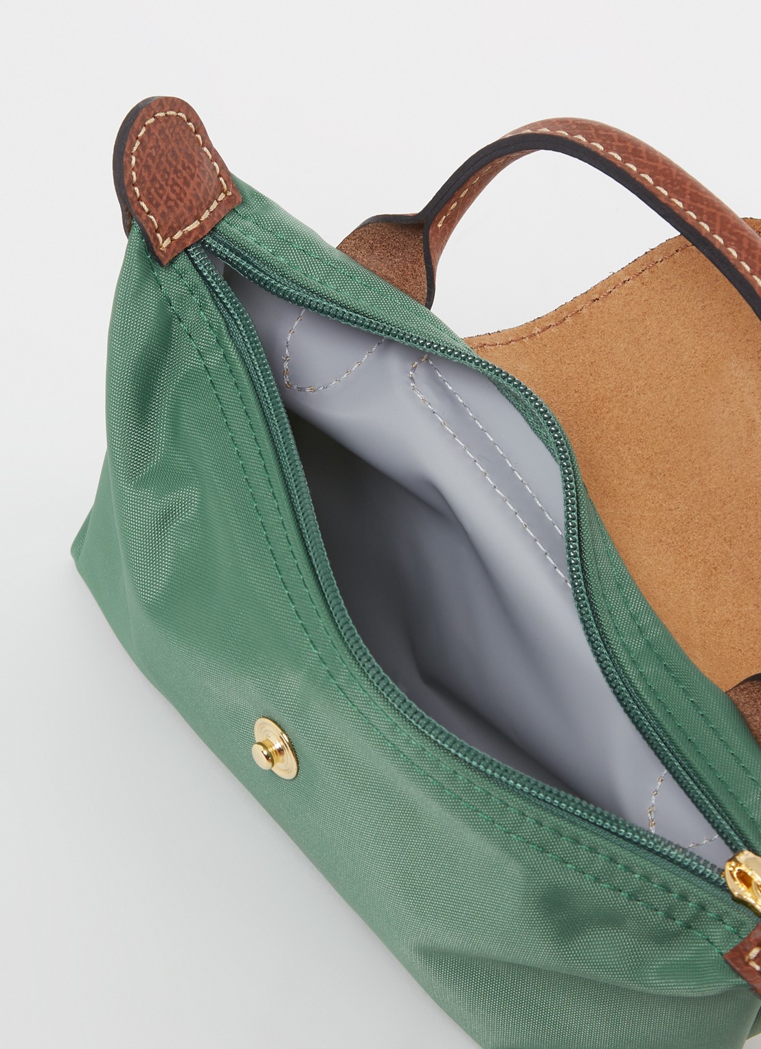 Longchamp Le Pliage Original handtas met leren details - detail zeegroen