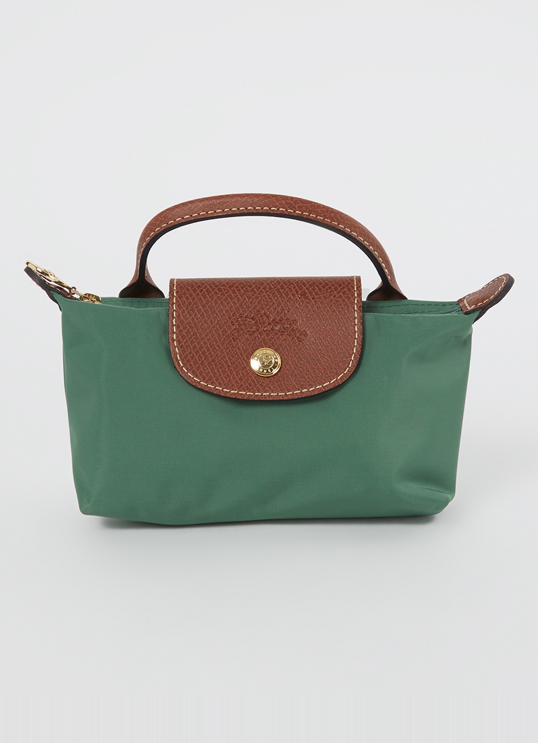 Longchamp Le Pliage Original handtas met leren details - voorkant 4 zeegroen