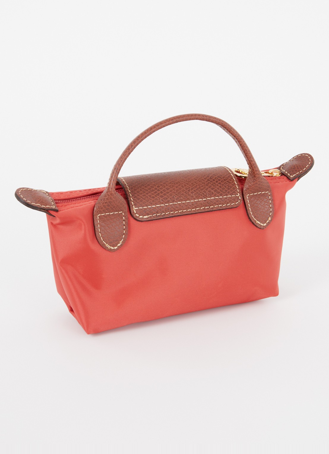 Longchamp Le Pliage Original handtas met leren details - achterkant oranjerood