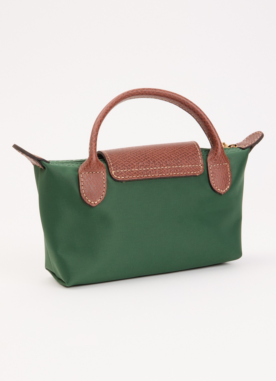 Longchamp Le Pliage Original handtas met leren details - achterkant 3 donkergroen