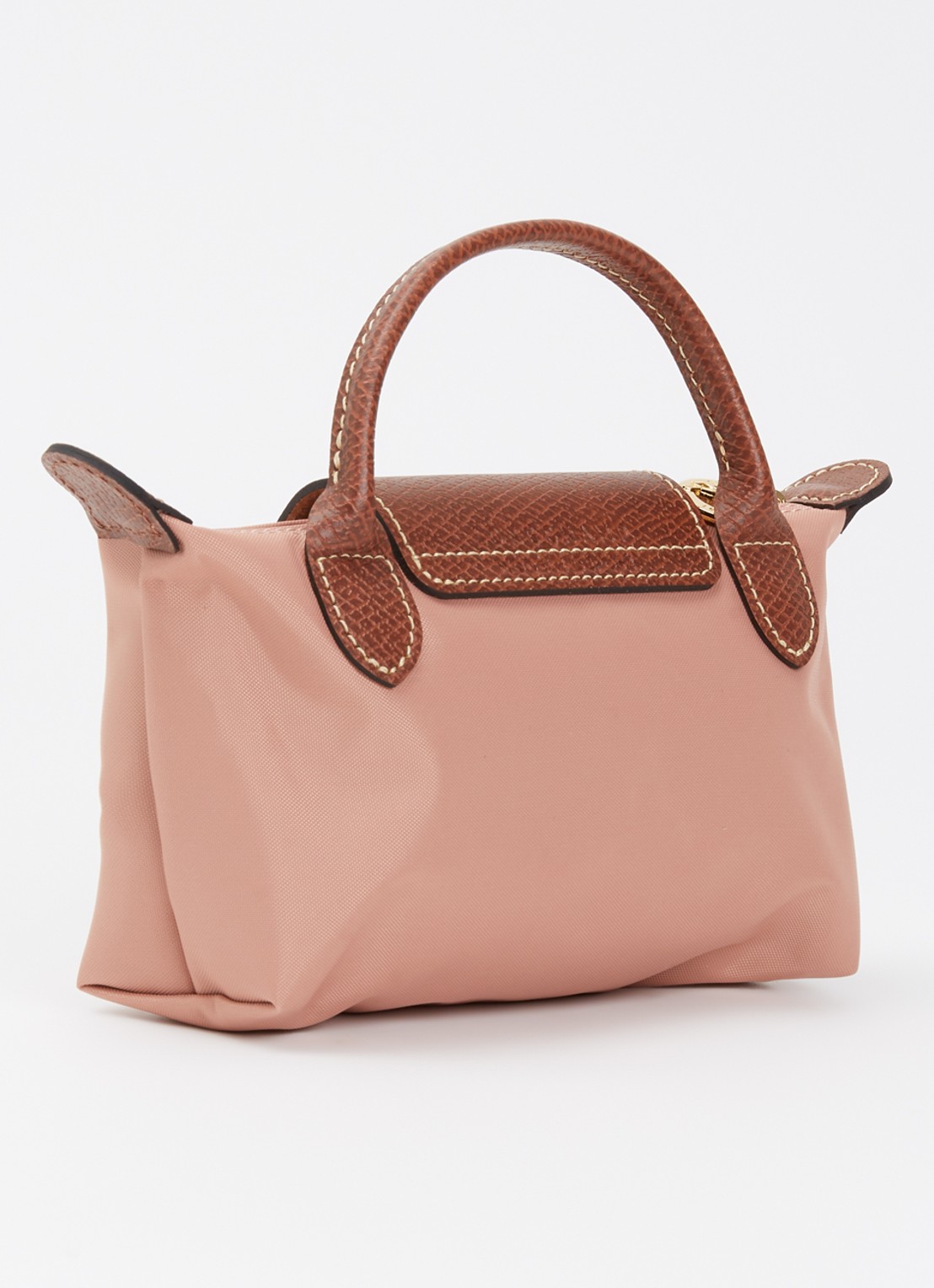 Longchamp Le Pliage Original handtas met leren details - achterkant 3 oudroze
