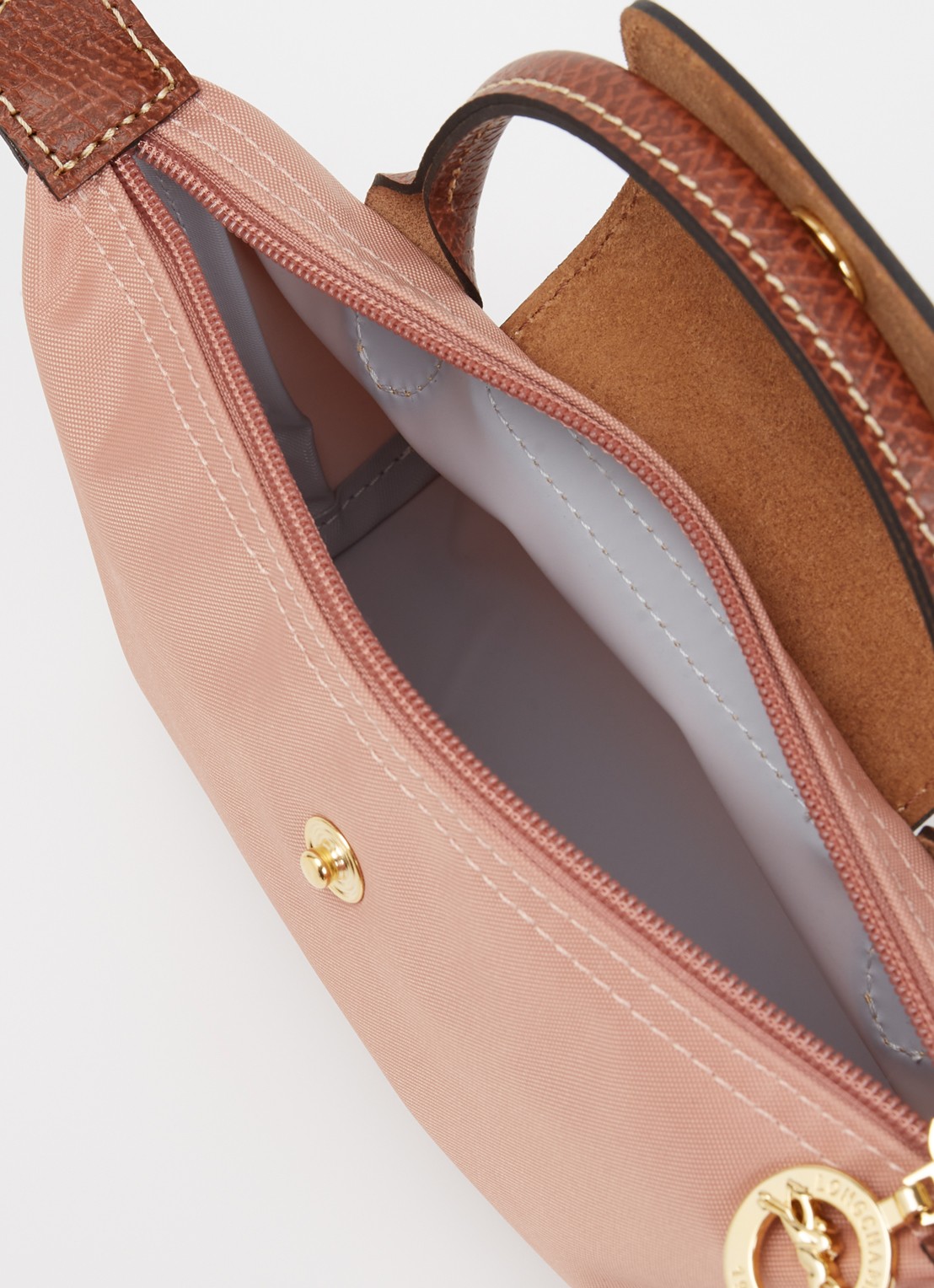 Longchamp Le Pliage Original handtas met leren details - detail 4 oudroze