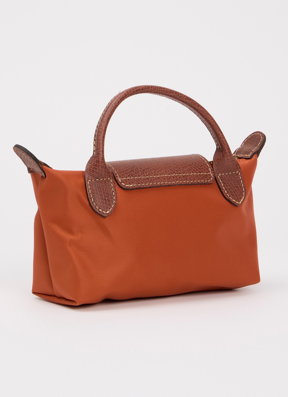 Longchamp Le Pliage Original handtas met leren details - achterkant 3 oranjebruin
