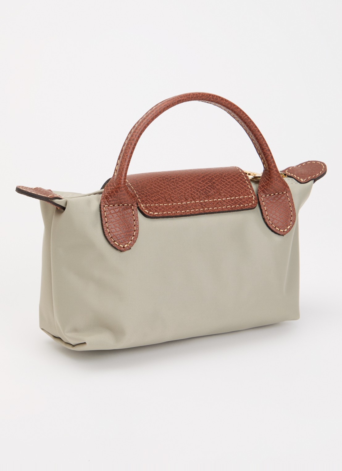 Longchamp Le Pliage Original handtas met leren details - achterkant 3 grijs