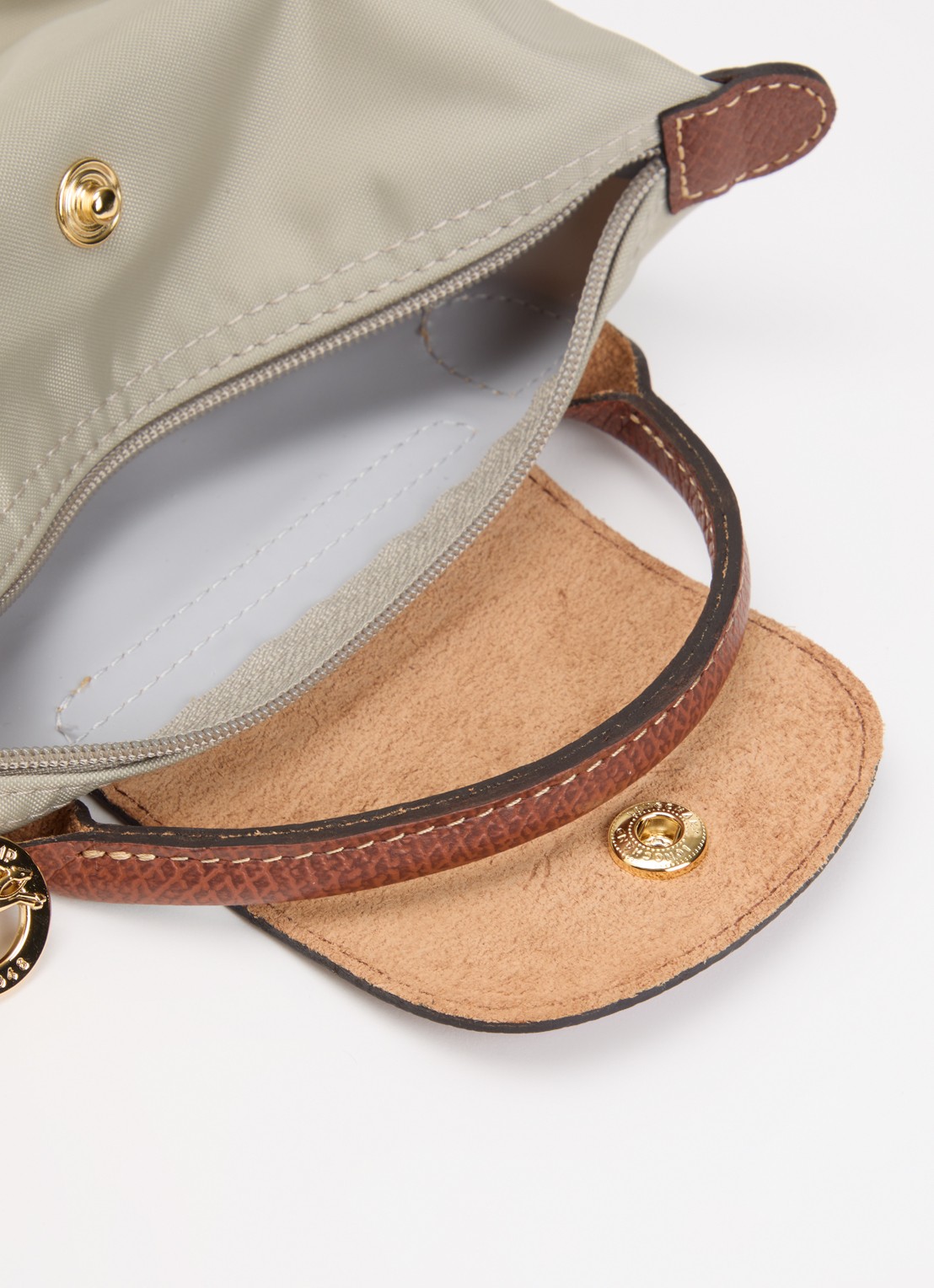 Longchamp Le Pliage Original handtas met leren details - detail 4 grijs