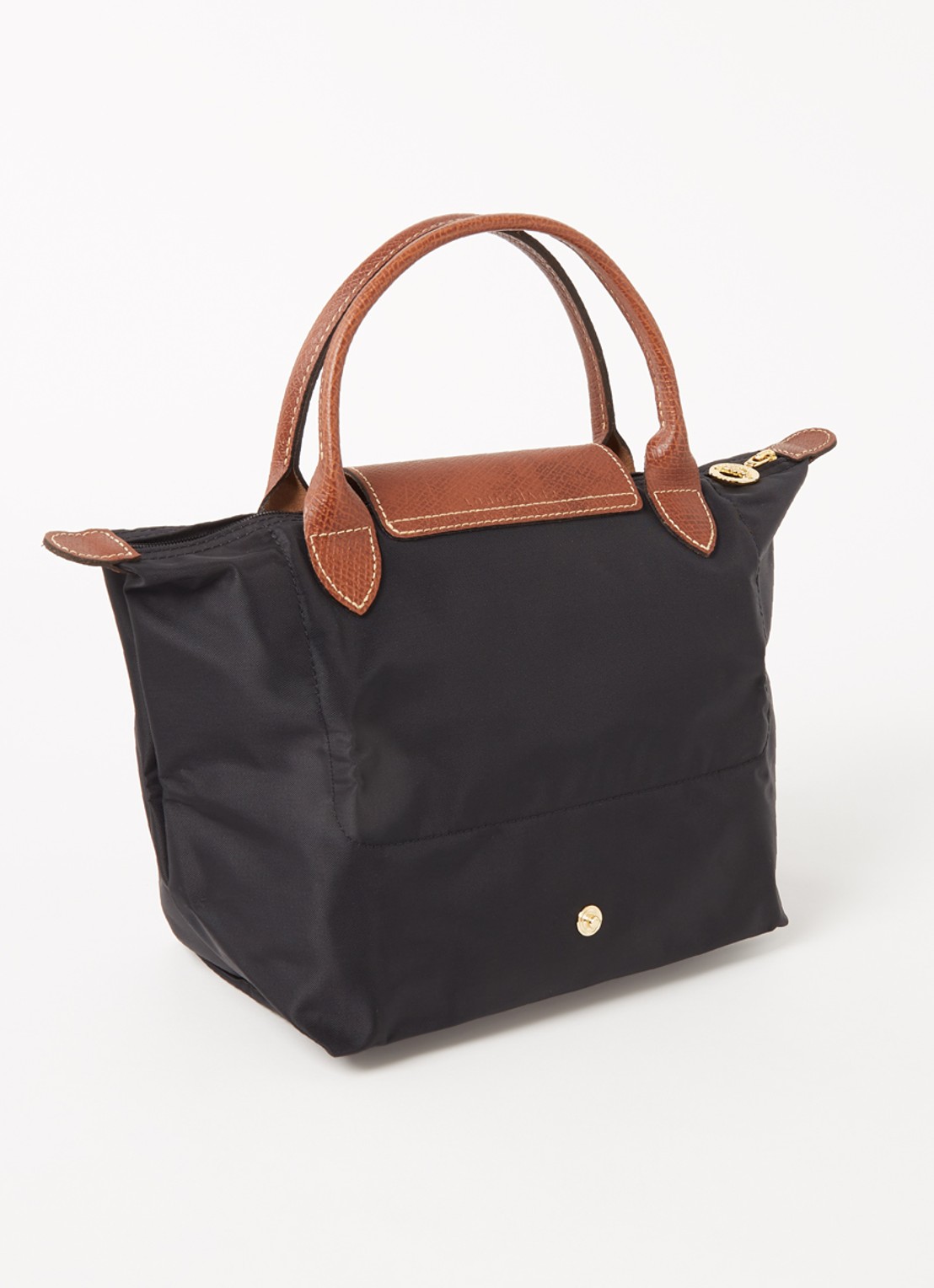 Longchamp Le Pliage Original handtas S met leren details - achterkant 6 zwart