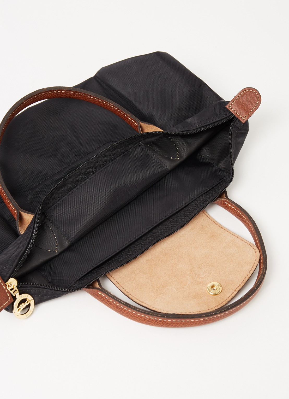 Longchamp Le Pliage Original handtas S met leren details - detail zwart