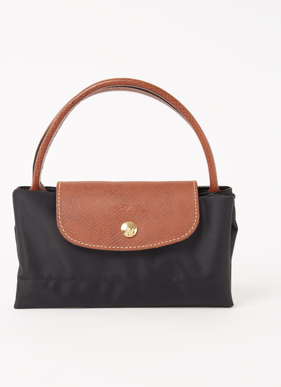 Longchamp Le Pliage Original handtas S met leren details - detail 3 zwart