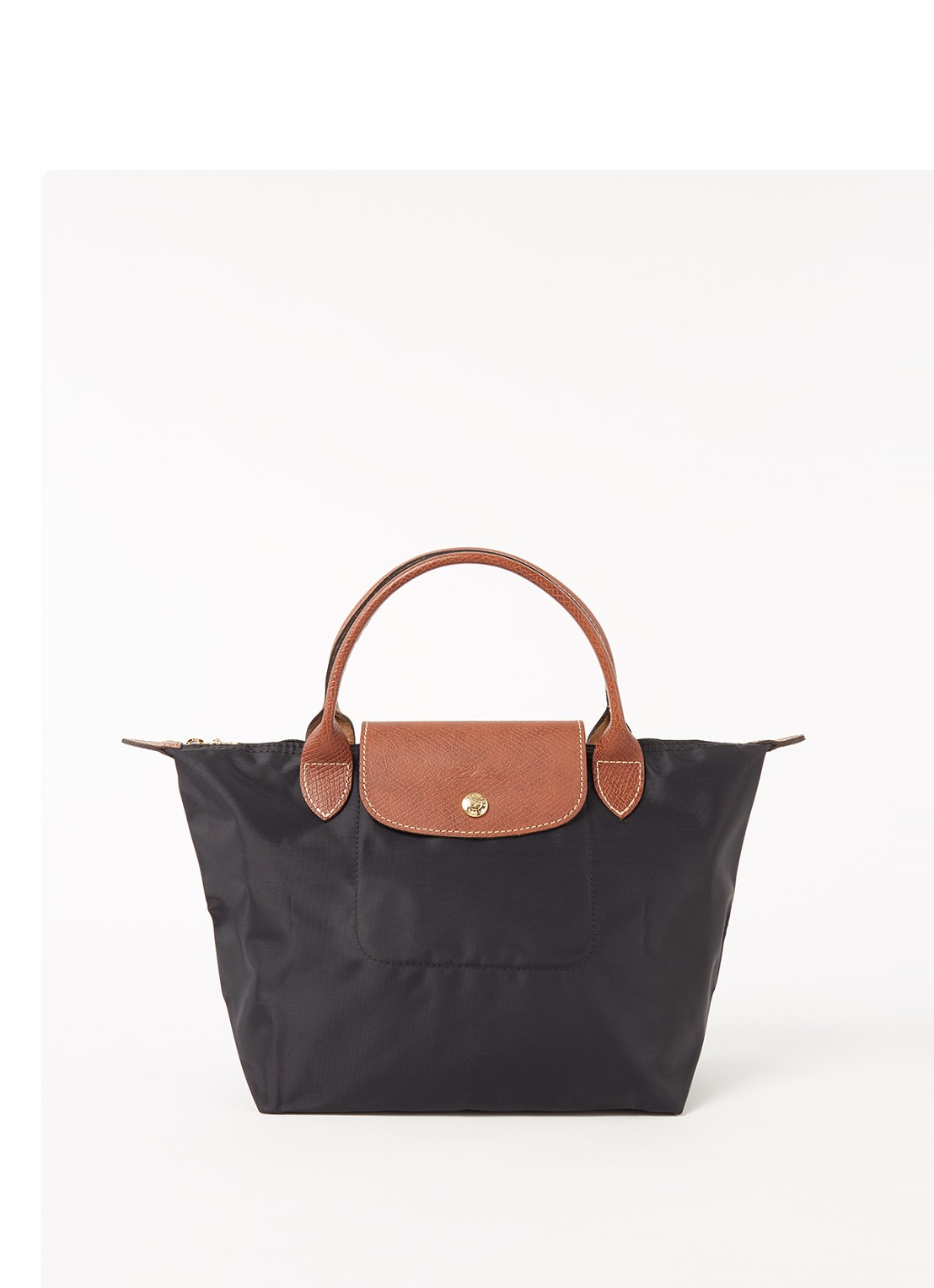 Longchamp Le Pliage Original handtas S met leren details - voorkant 4 zwart