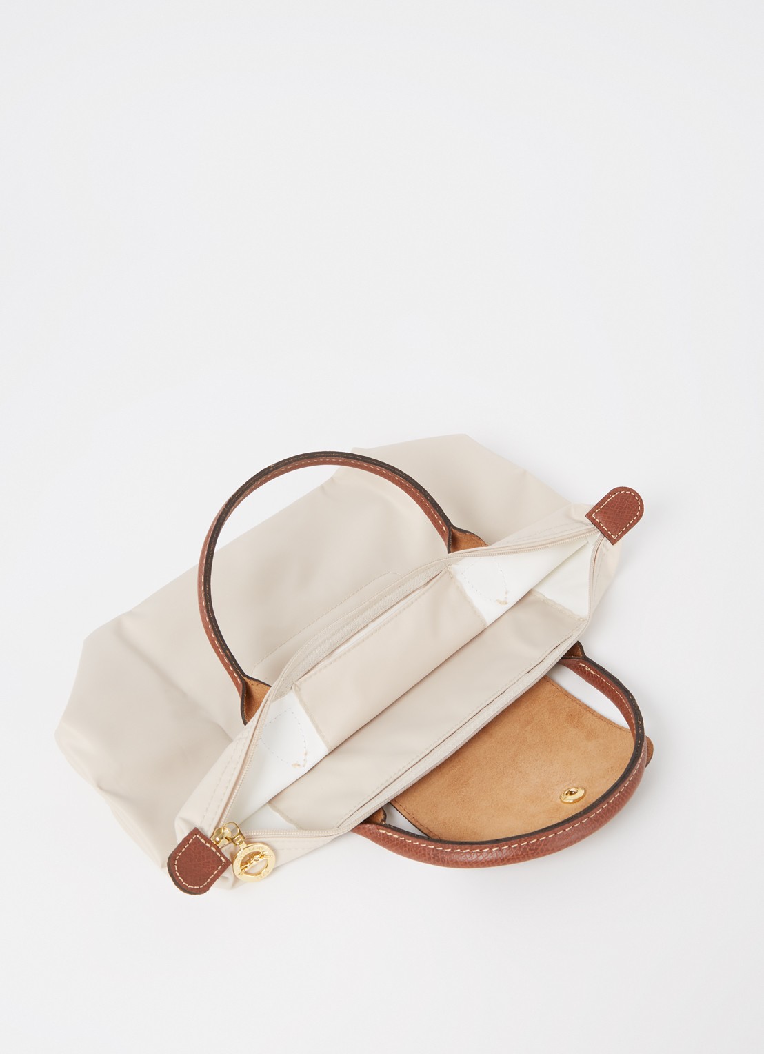 Longchamp Le Pliage Original handtas S met leren details - detail creme