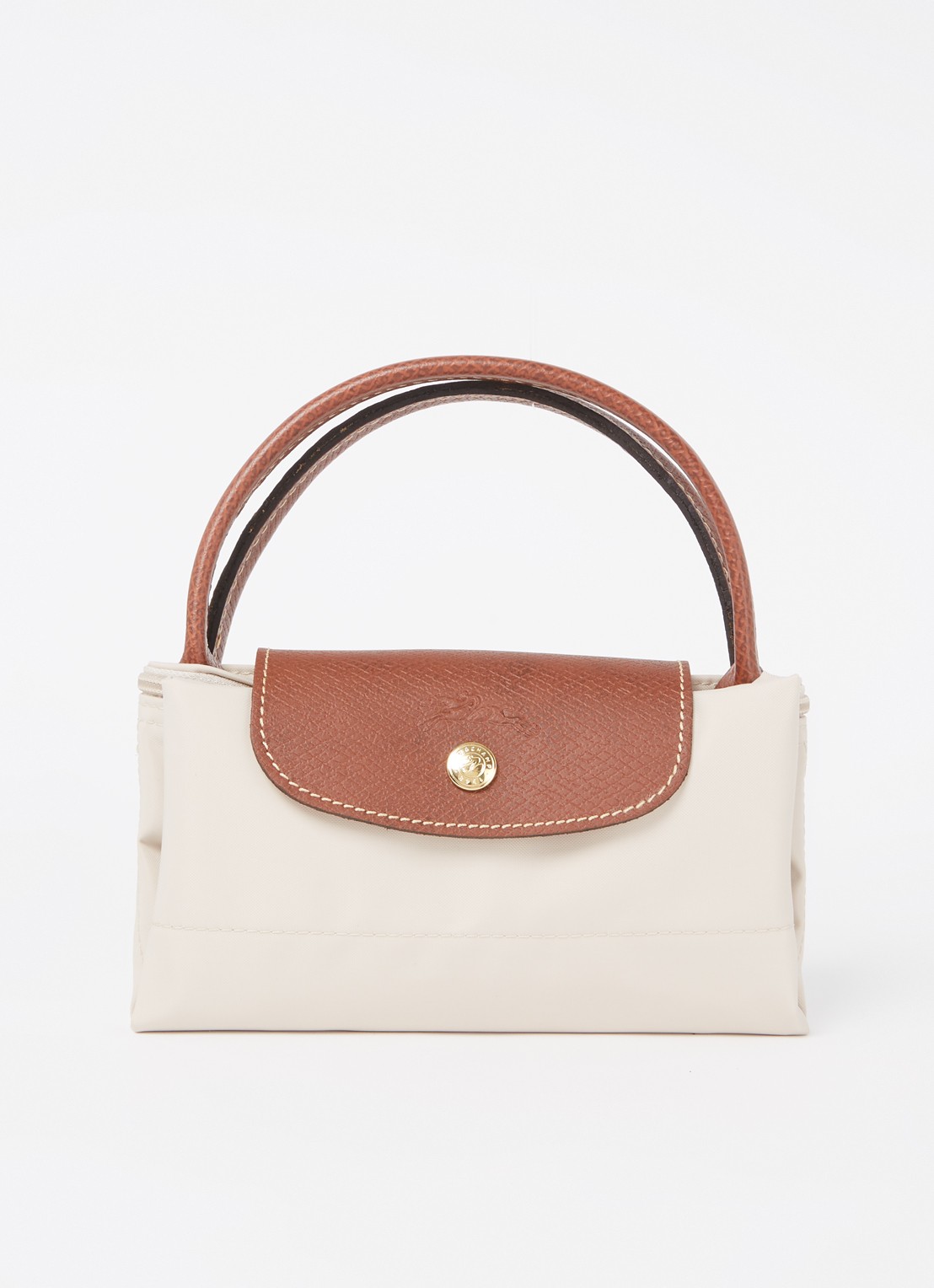 Longchamp Le Pliage Original handtas S met leren details - detail 3 creme