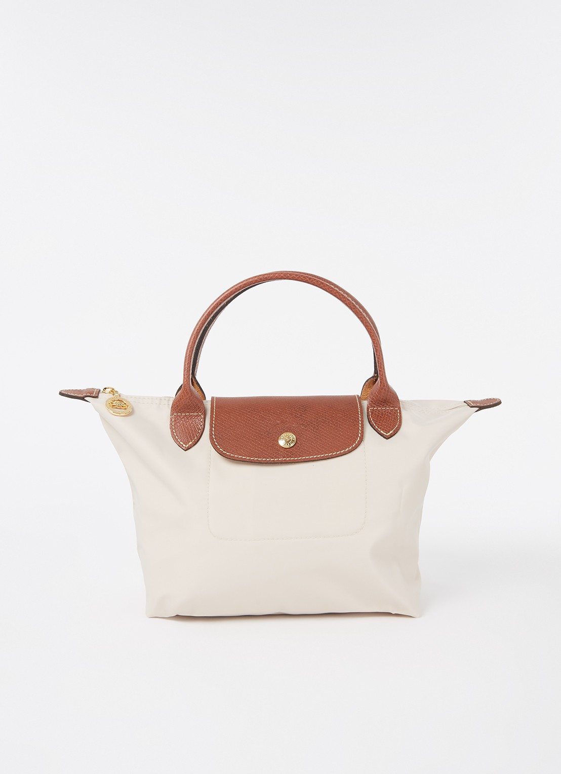 Longchamp Le Pliage Original handtas S met leren details - voorkant 4 creme