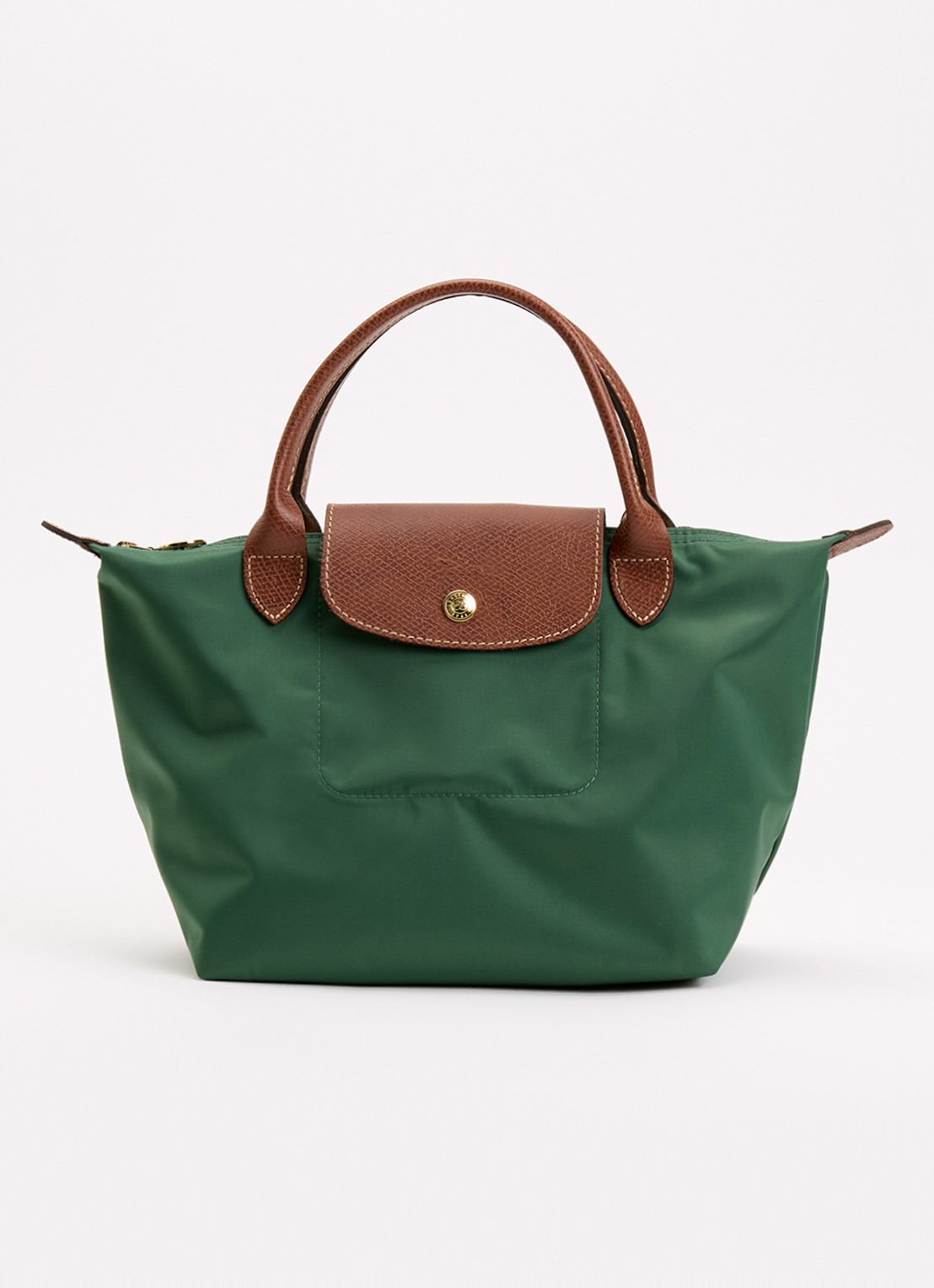 Longchamp Le Pliage Original handtas S met leren details - voorkant 2 donkergroen