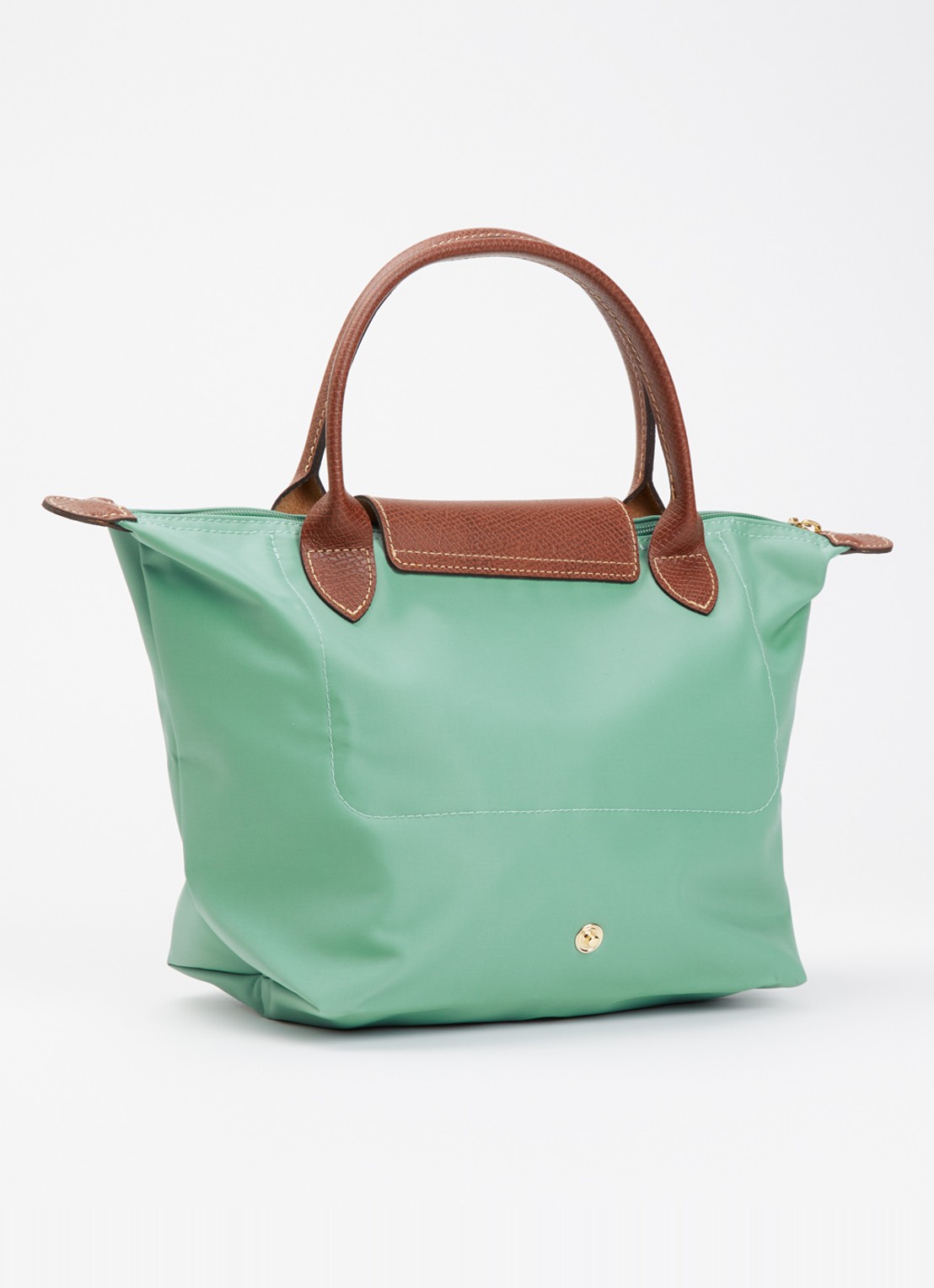 Longchamp Le Pliage Original handtas S met leren details - achterkant 7 zeegroen