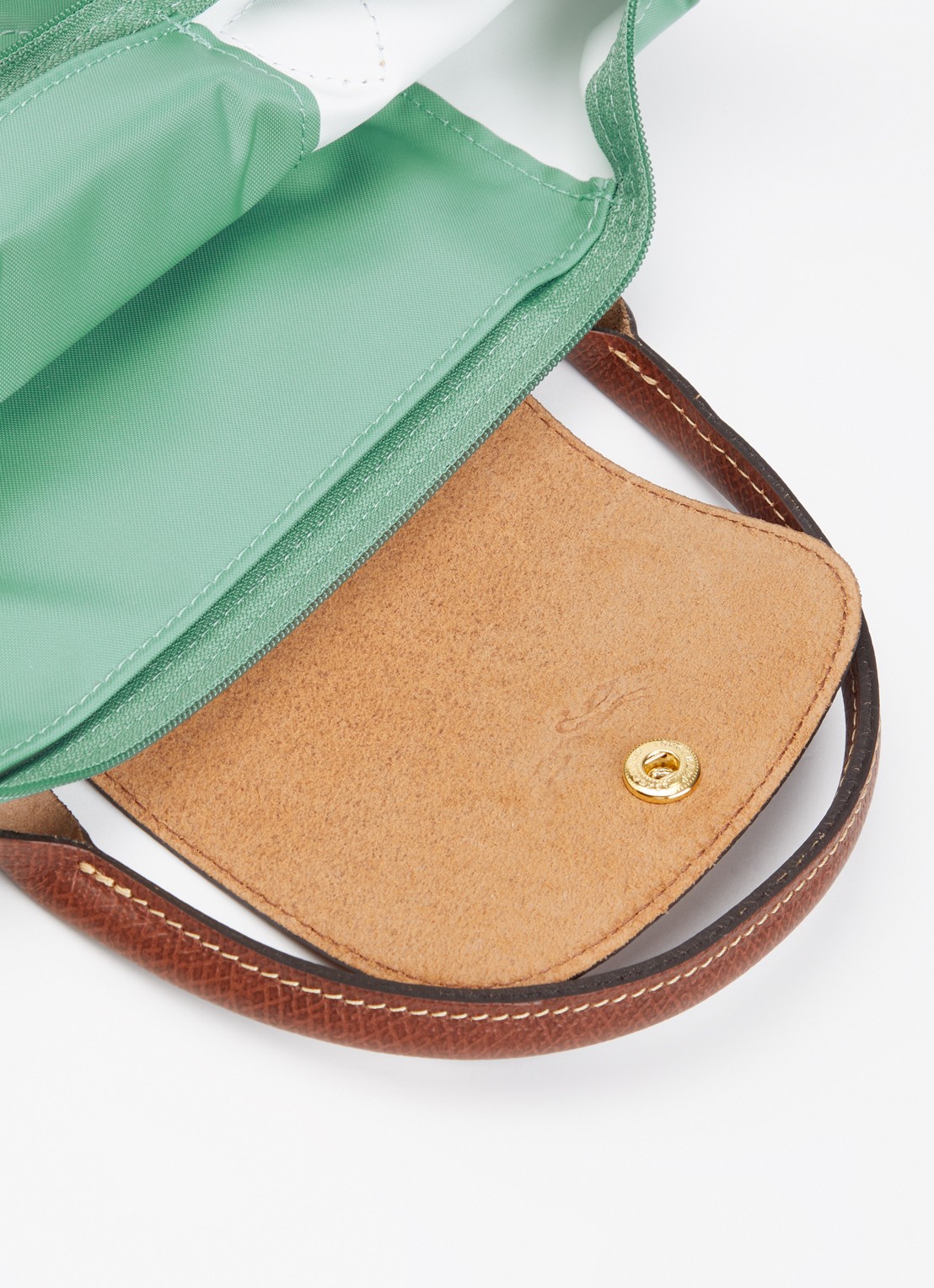 Longchamp Le Pliage Original handtas S met leren details - detail 3 zeegroen