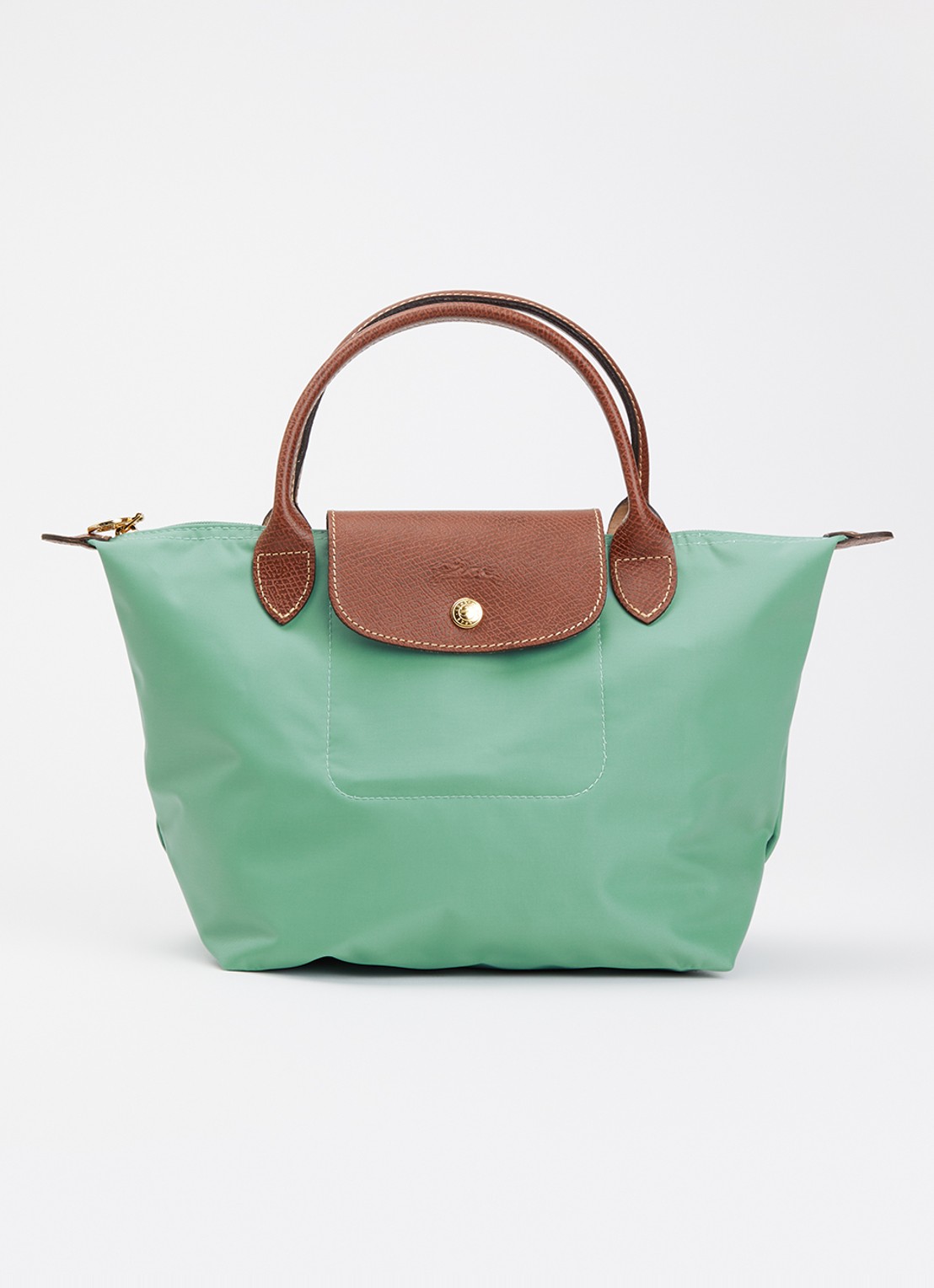 Longchamp Le Pliage Original handtas S met leren details - voorkant zeegroen