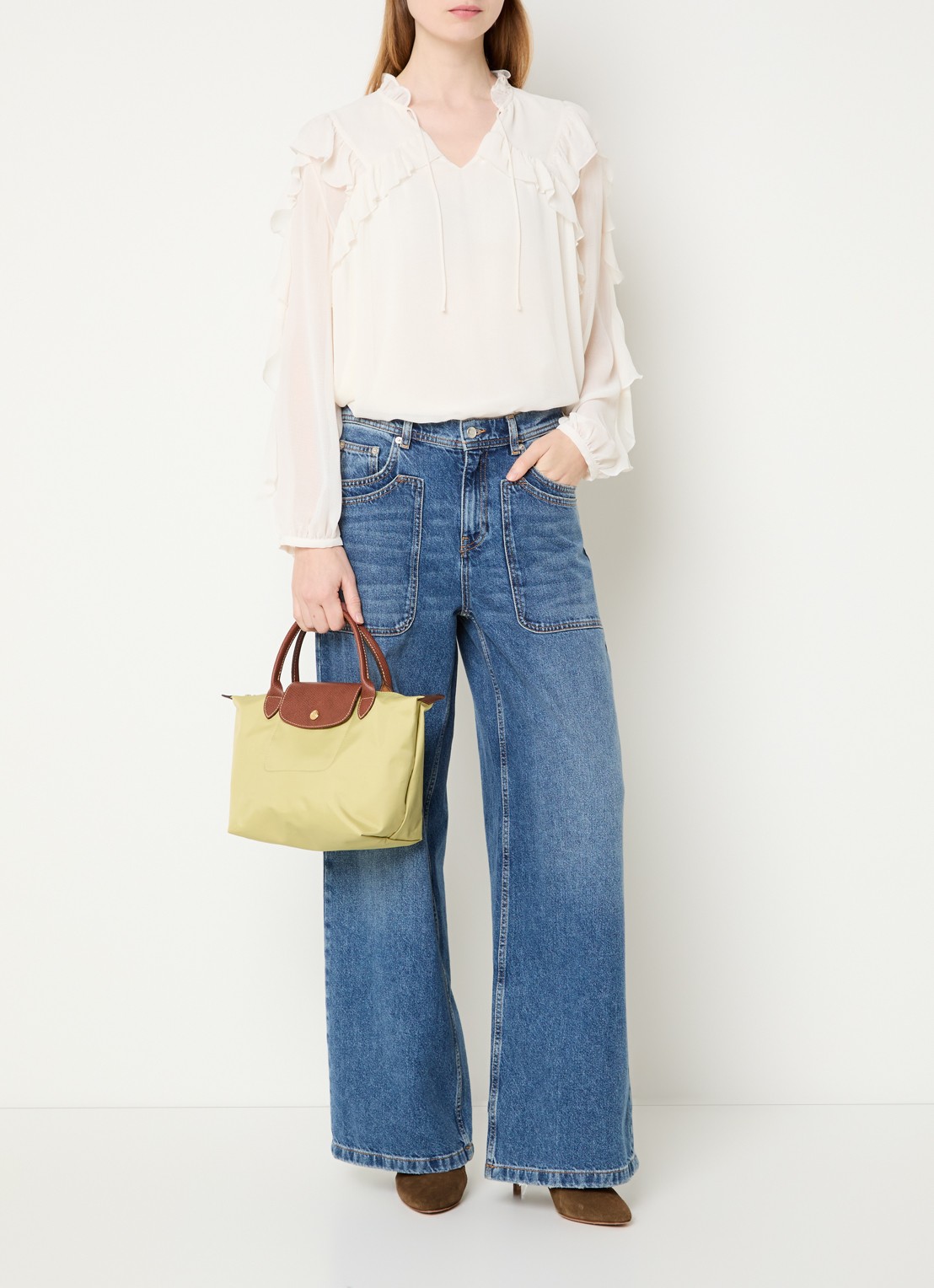 Longchamp Le Pliage Original handtas S met leren details - voorkant 6 mosgroen