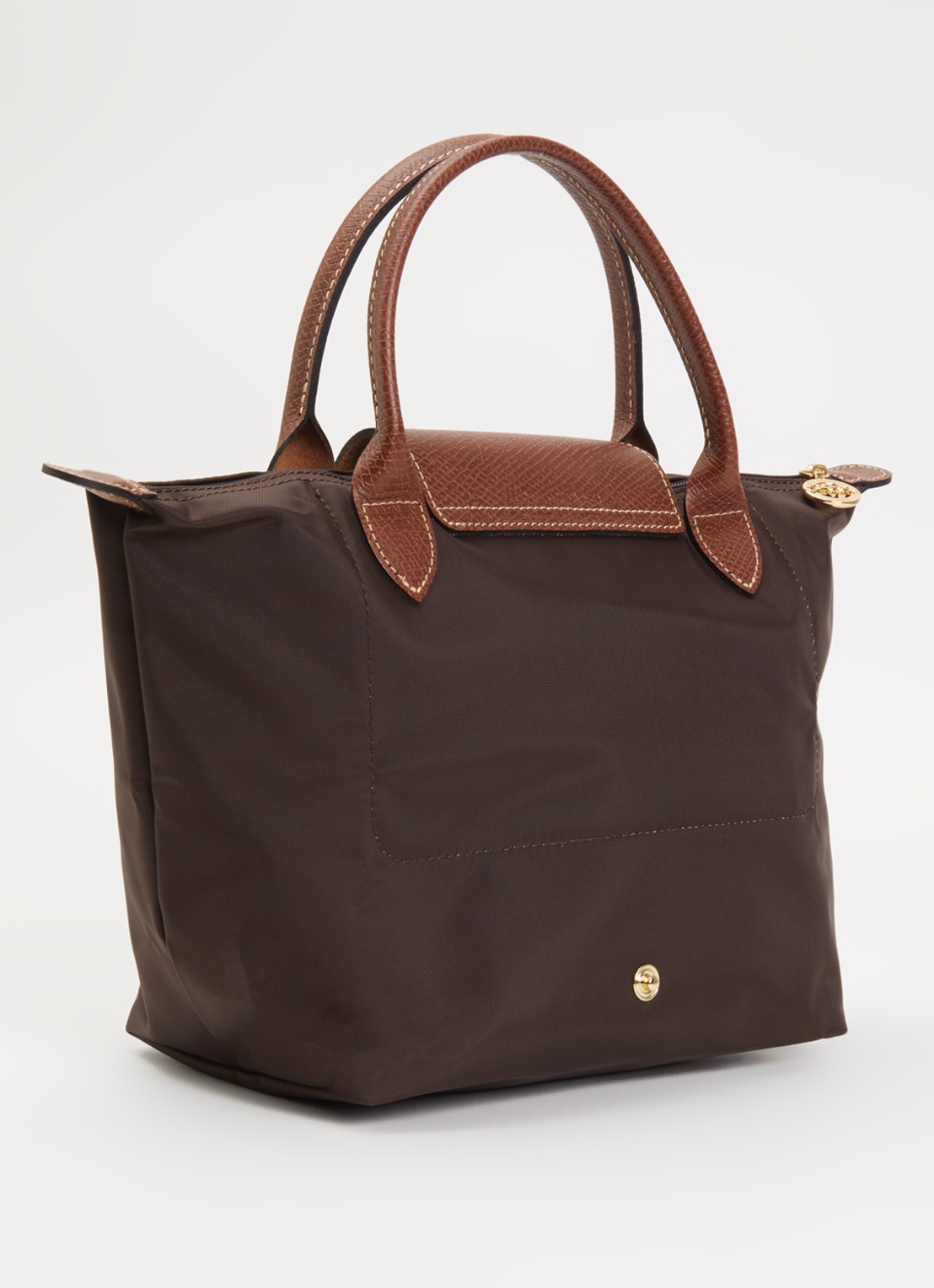 Longchamp Le Pliage Original handtas S met leren details - achterkant 5 chocoladebruin
