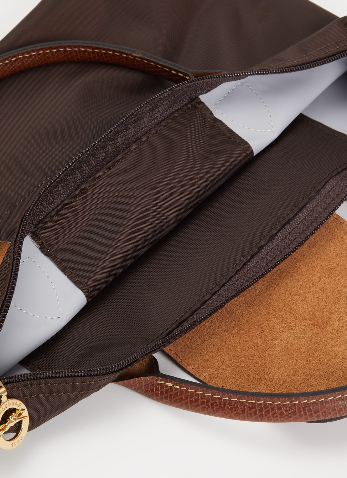 Longchamp Le Pliage Original handtas S met leren details - detail 2 chocoladebruin