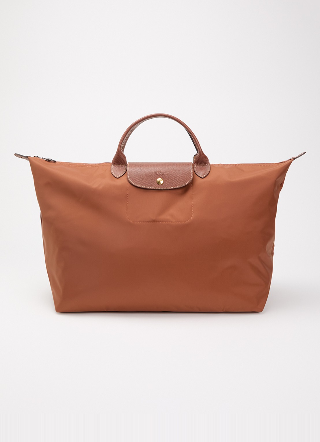 Longchamp Le Pliage Original reistas L met leren details - voorkant 2 cognac