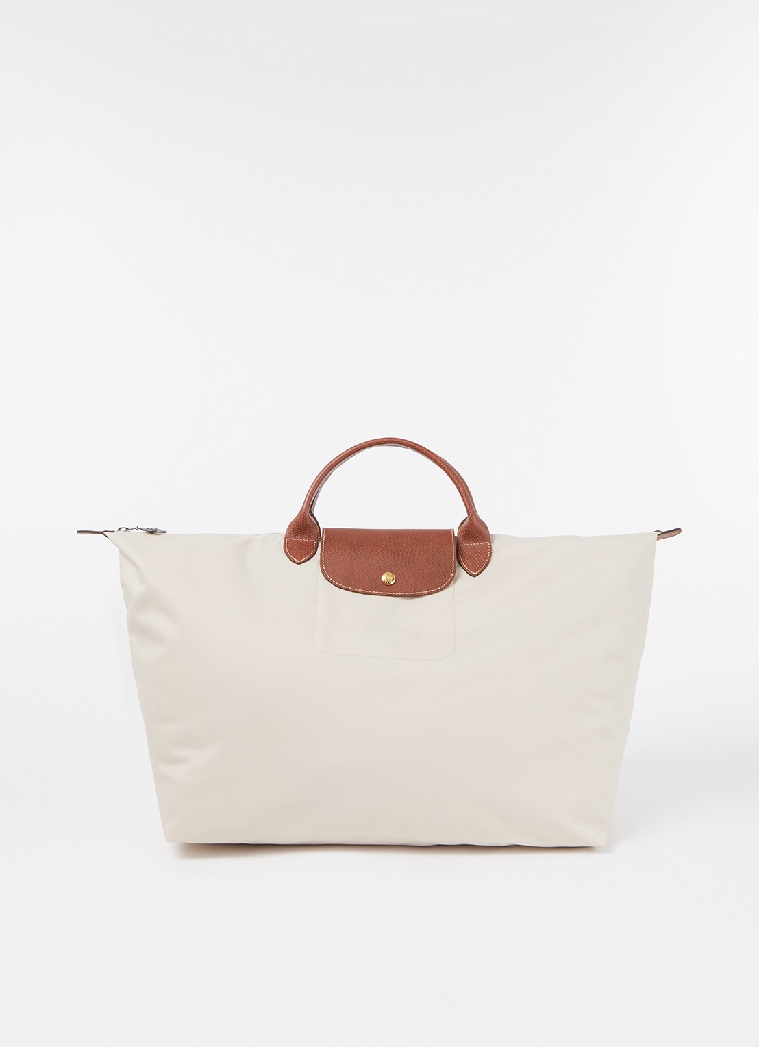 Longchamp Le Pliage Original reistas L met leren details - voorkant 2 creme