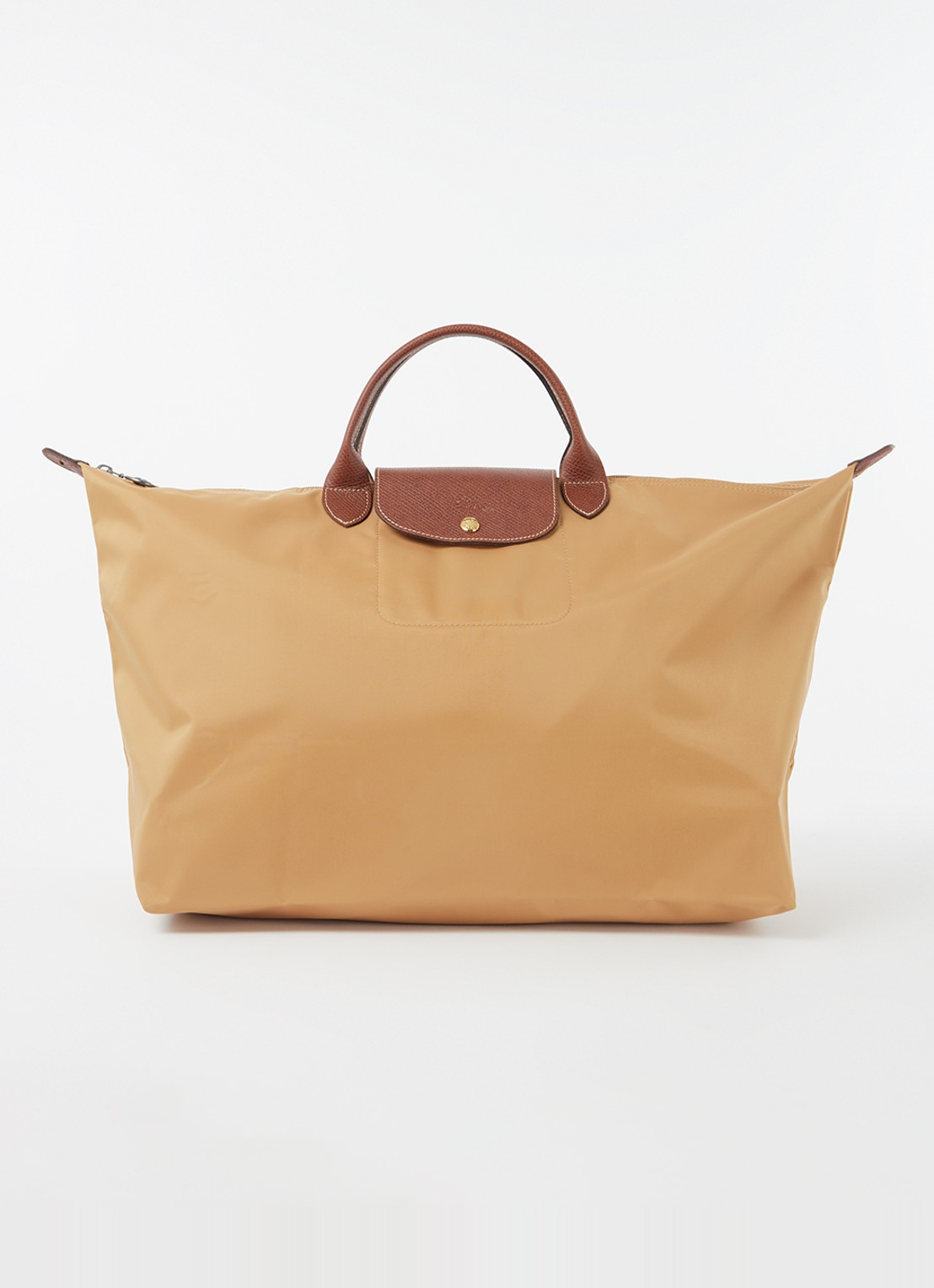 Longchamp Le Pliage Original reistas L met leren details - voorkant 5 camel
